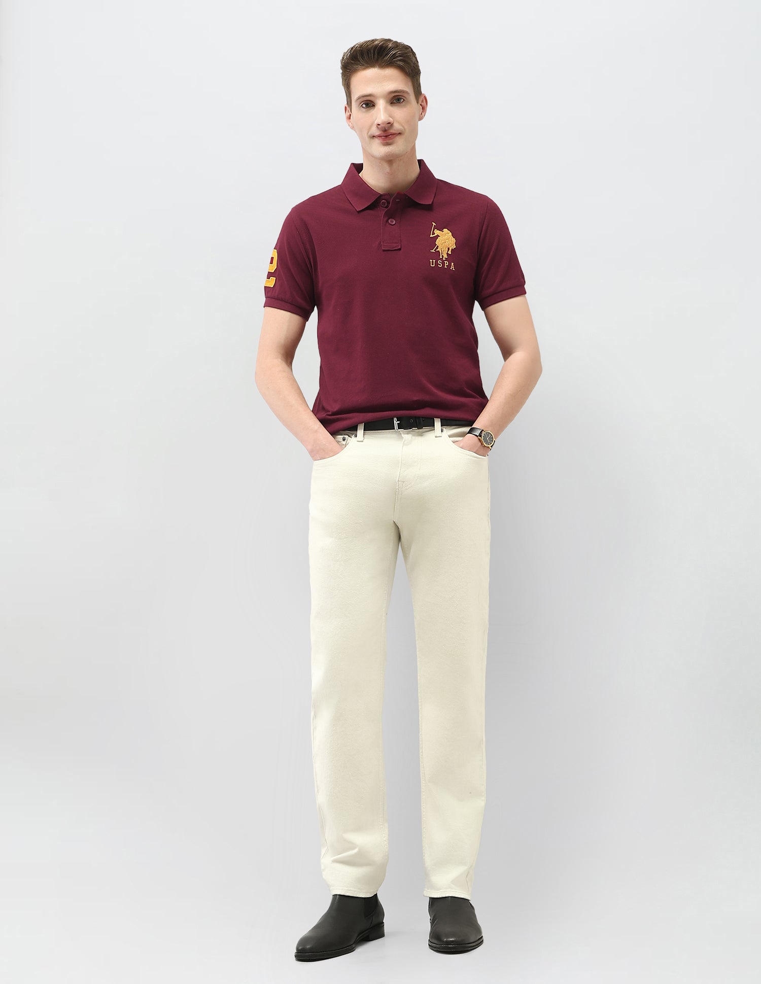 Solid Slim Fit Polo Shirt Maroon - U.S. Polo Assn. India | Large