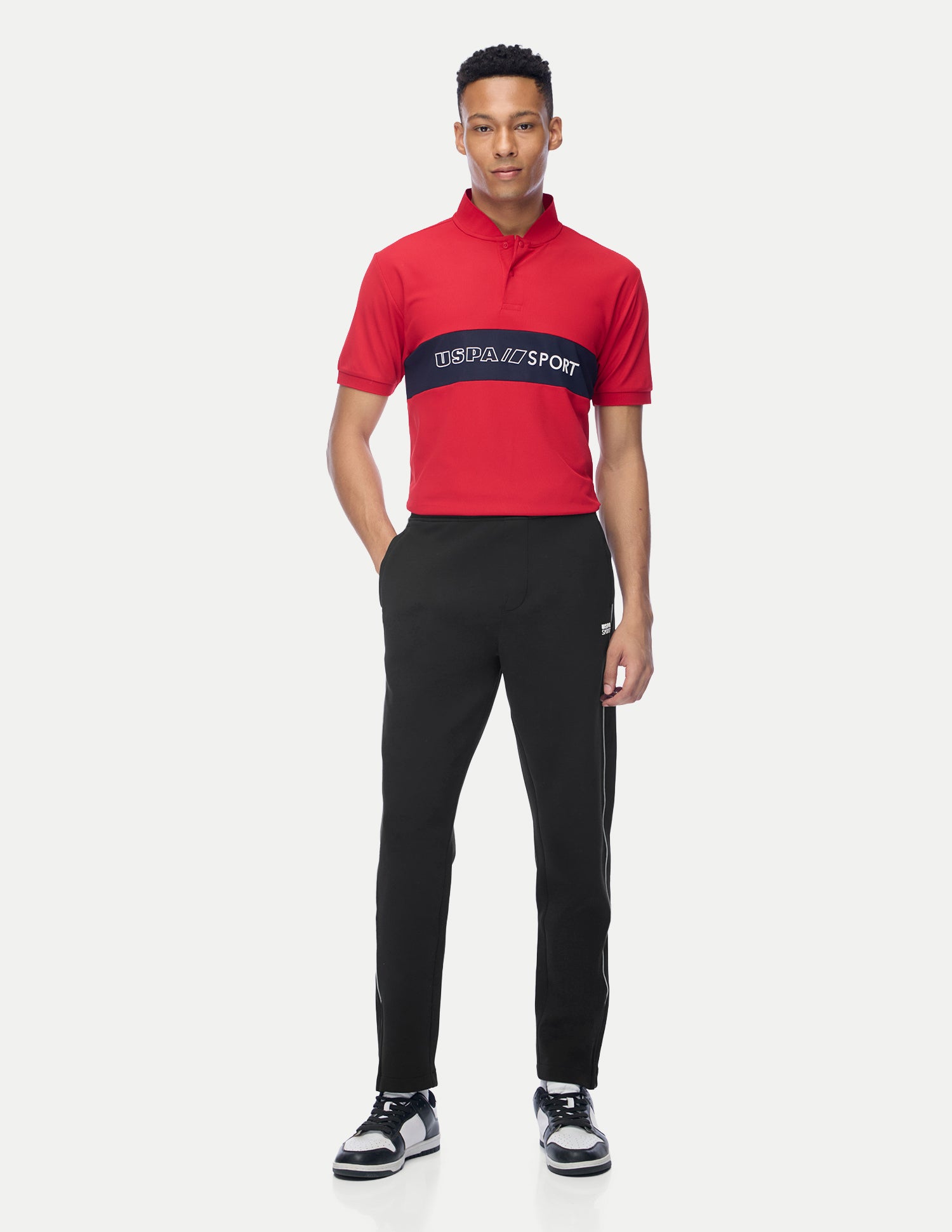 Mid Rise Regular Fit Active Track Pants Black - U.S. Polo Assn. India | Large