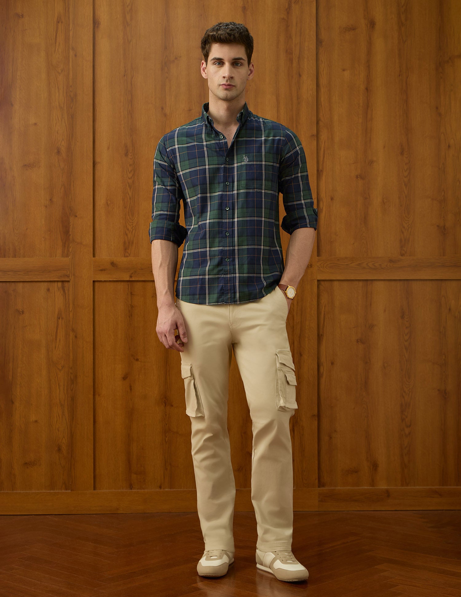 Plaid Checked Varsity Theatre Shirt Green - U.S. POLO ASSN. | Large