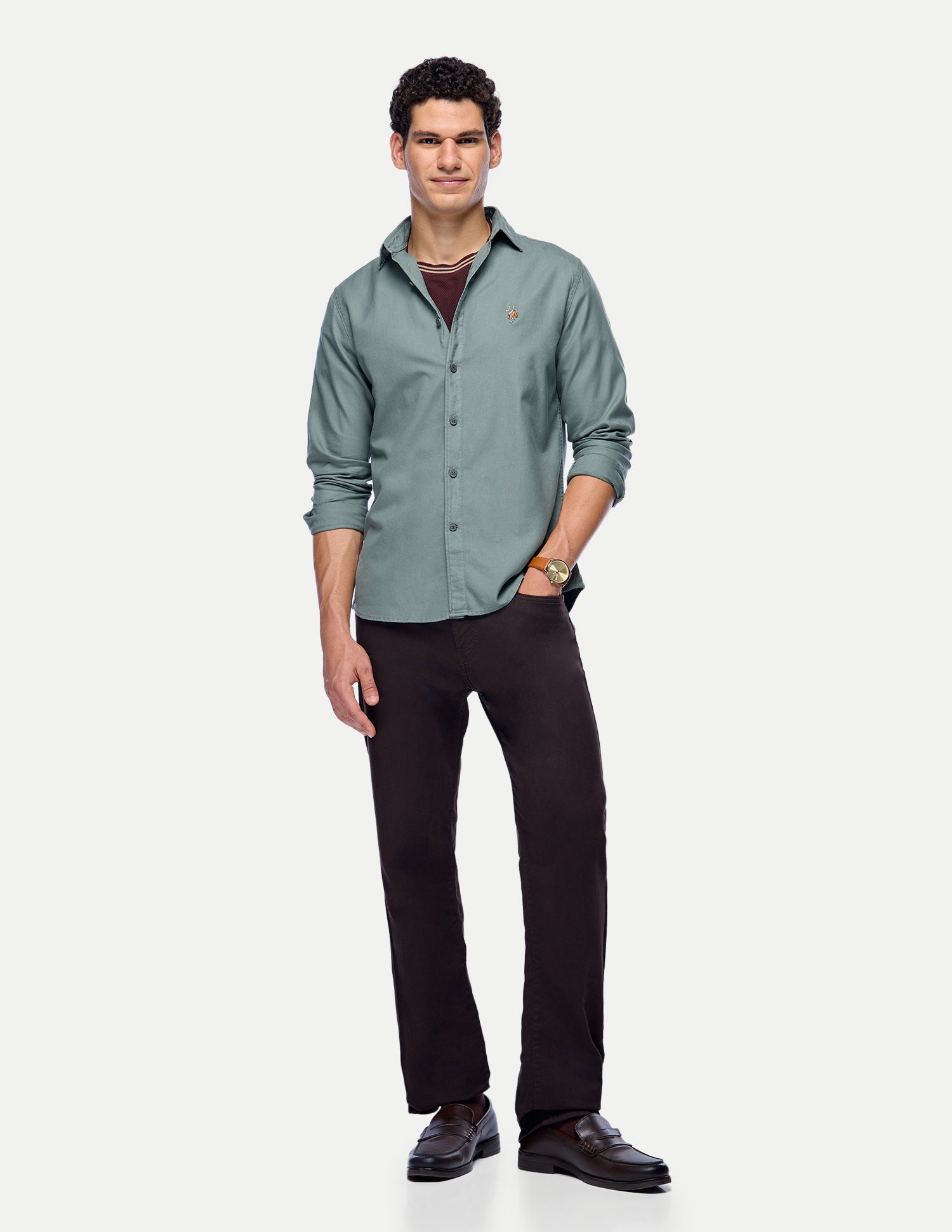 Solid Twill Shirt Green - U.S. Polo Assn. India | Large