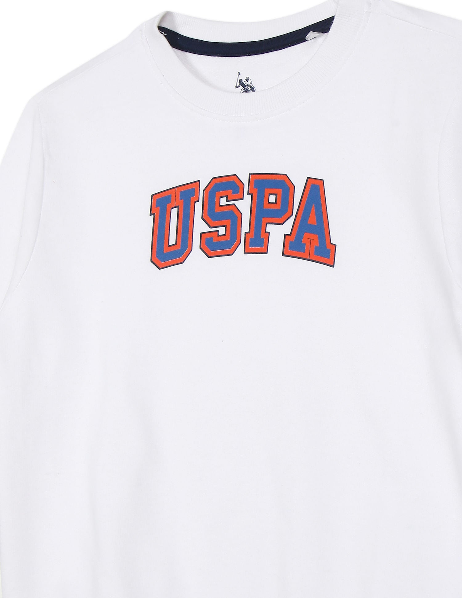 Crew Neck Brand Print Sweatshirt White - U.S. POLO ASSN. | Large