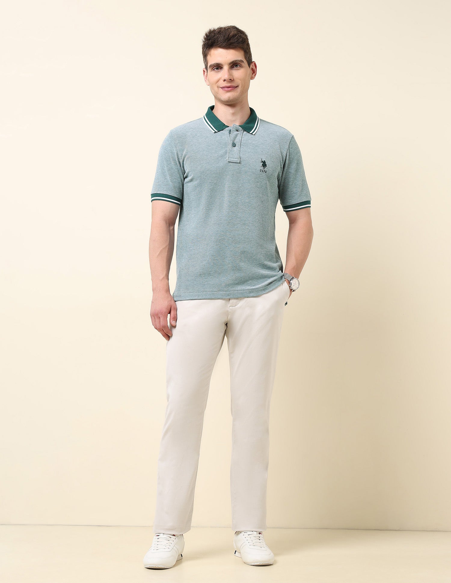 Heathered Classic Polo Shirt Dark Green - U.S. POLO ASSN. | Large