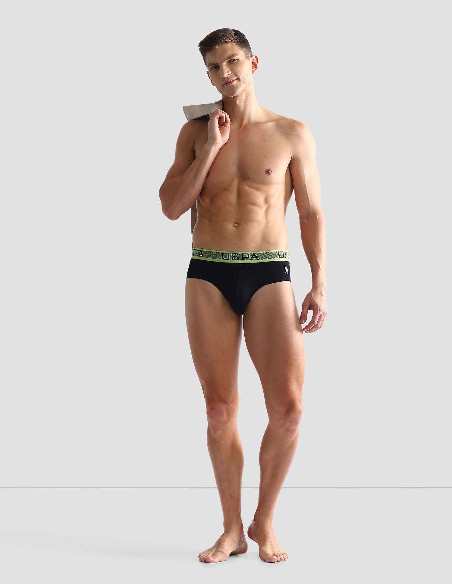 Solid Cotton Spandex OEB04 Briefs - Pack Of 1 Black - U.S. POLO ASSN. | Large