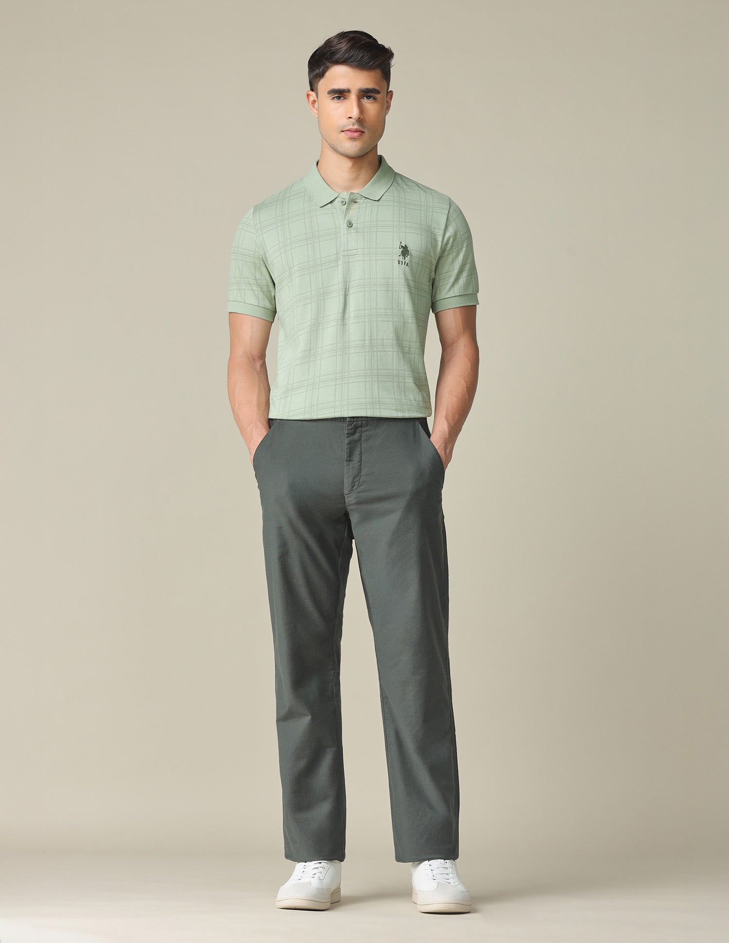 All-Over Printed Regular Fit Polo Shirt Light Olive - U.S. Polo Assn. India | Large