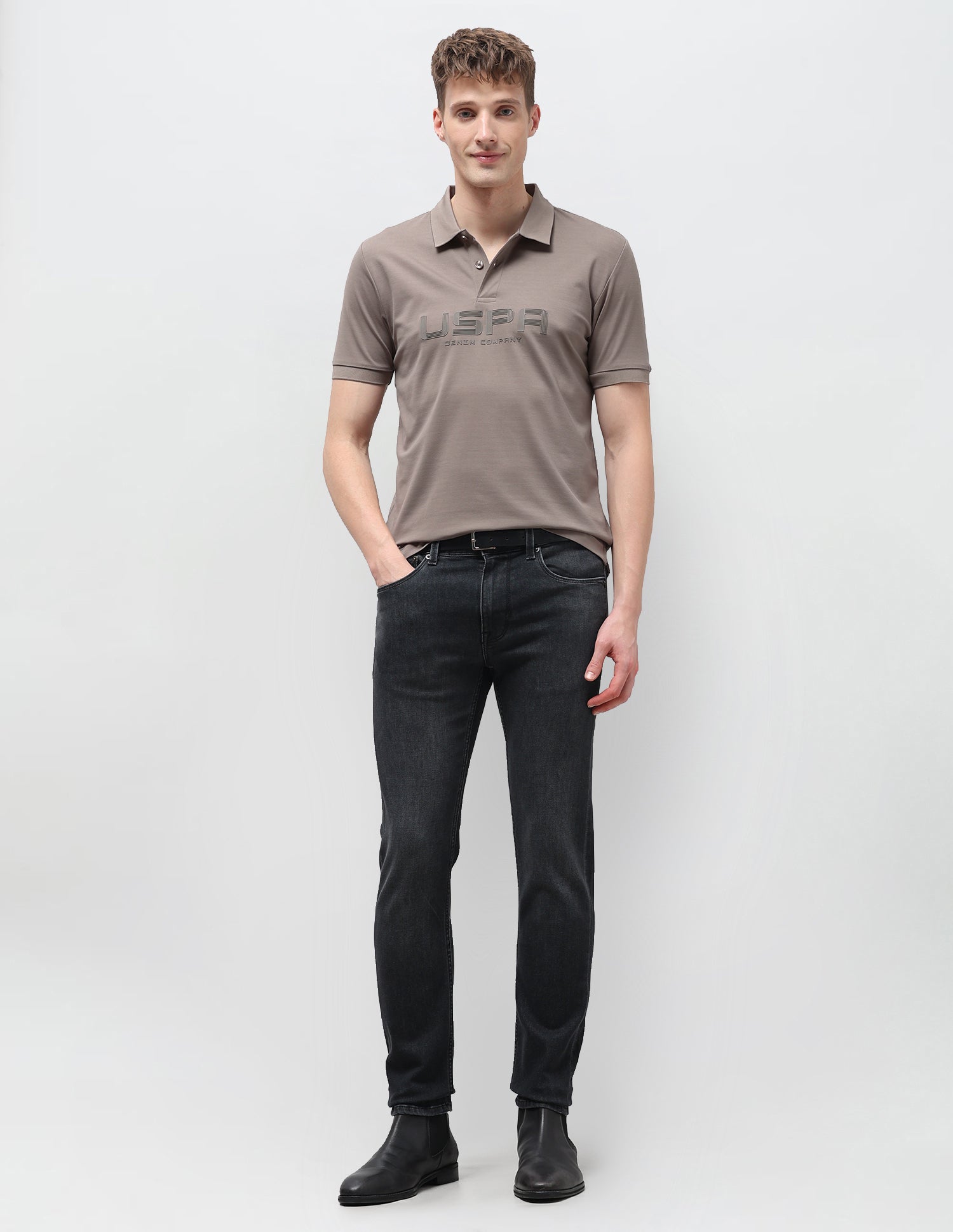 Brand Embossed Muscle Fit Polo Shirt Light Khaki - U.S. Polo Assn. India | Large