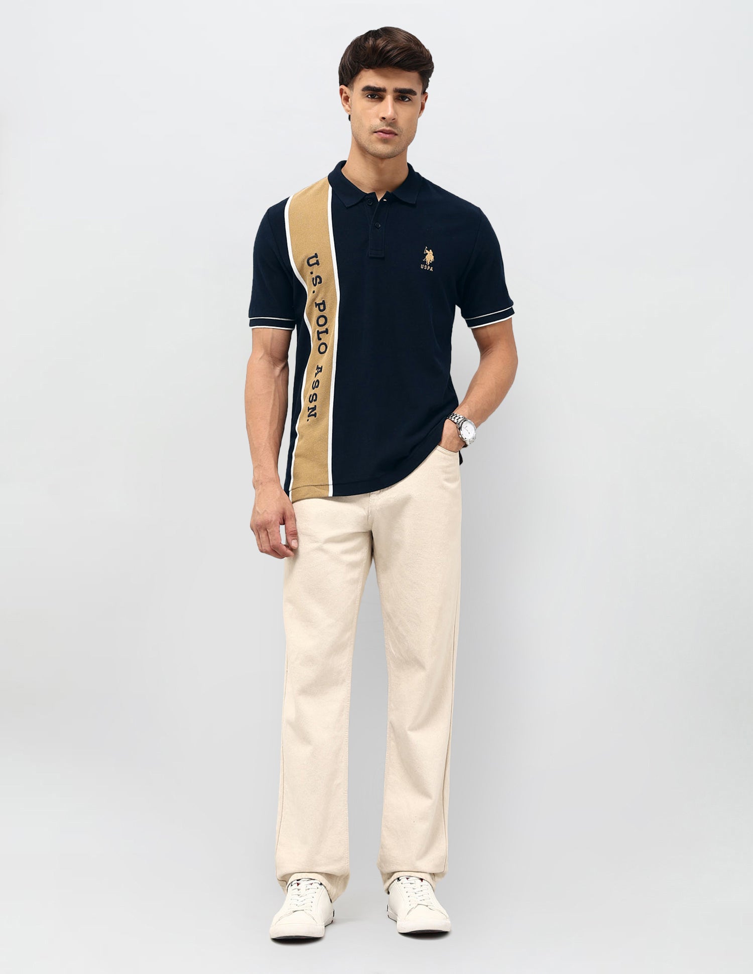 Brand Embroidered Equestrian Aisle Theater Polo Shirt Navy - U.S. POLO ASSN. | Large