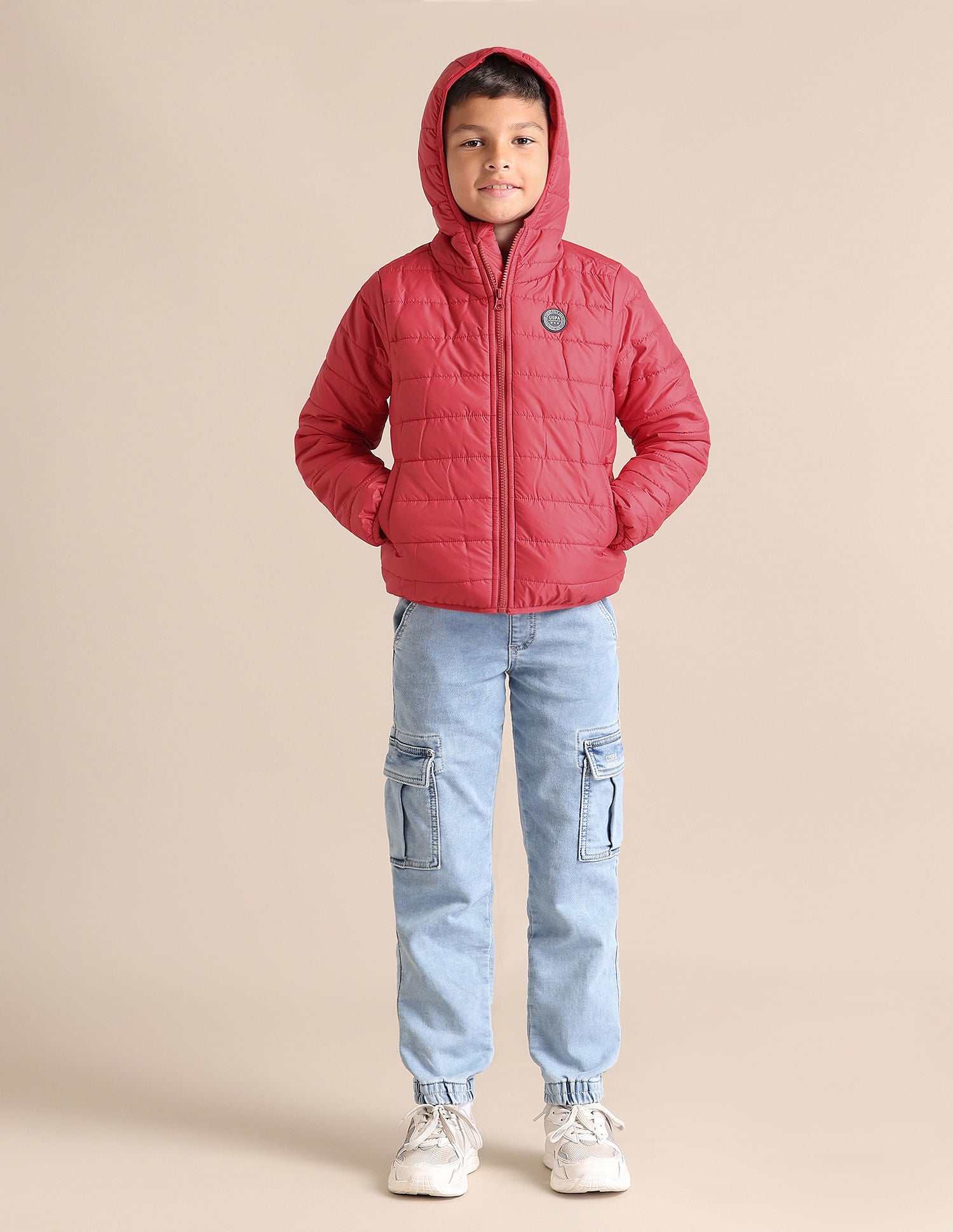 Boys Solid Hooded Jacket Medium Red - U.S. POLO ASSN. | Large