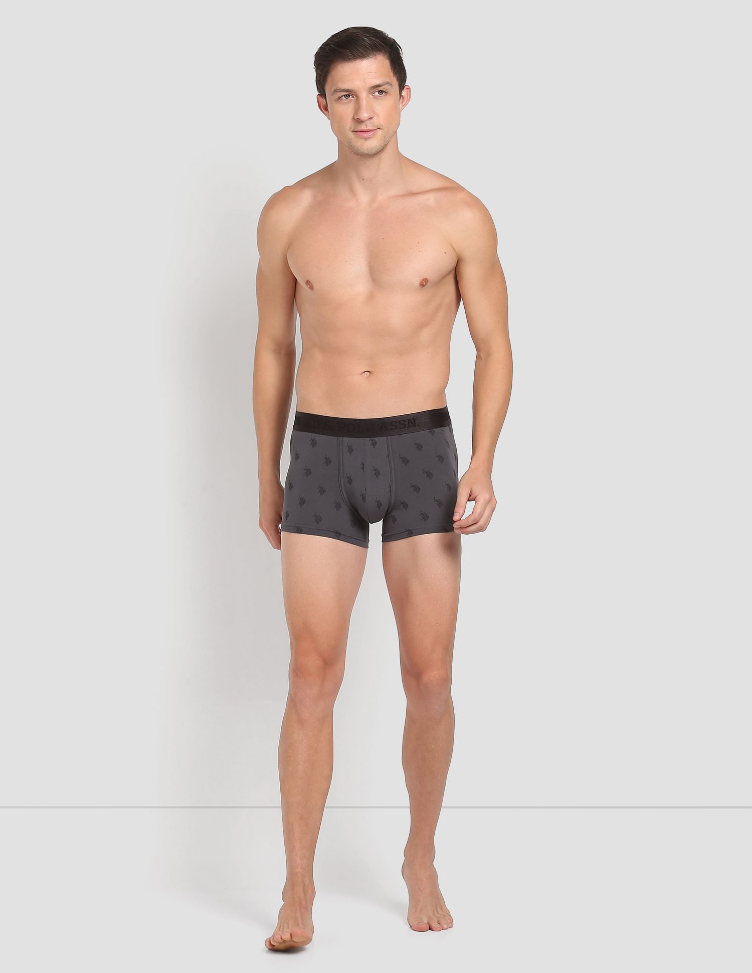 Mid Rise Brand Print PT002 Premium Trunks - Pack Of 1 Asphalt - U.S. POLO ASSN. | Large