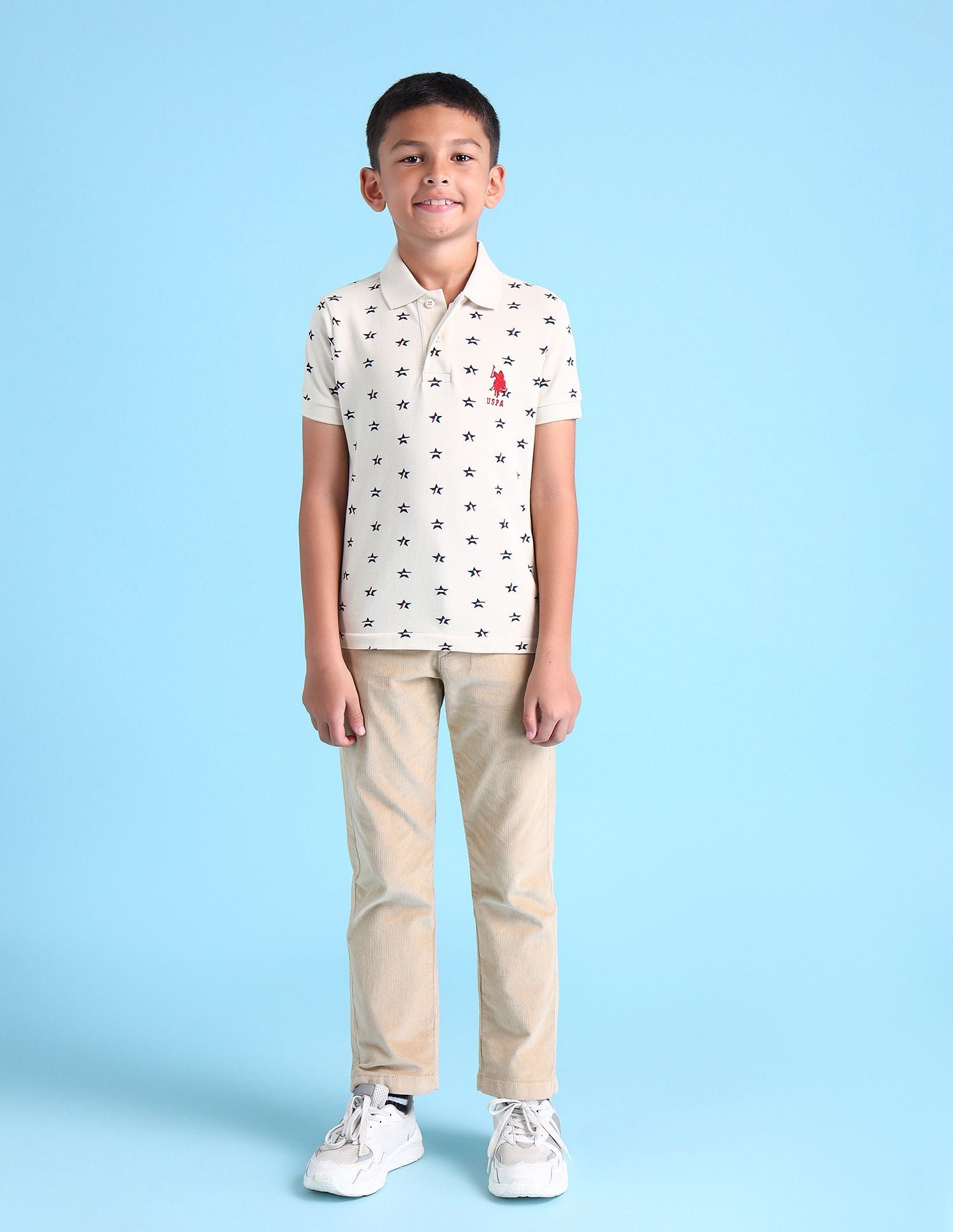 Boys Geometric Polo Shirt Ecru - U.S. POLO ASSN. | Large