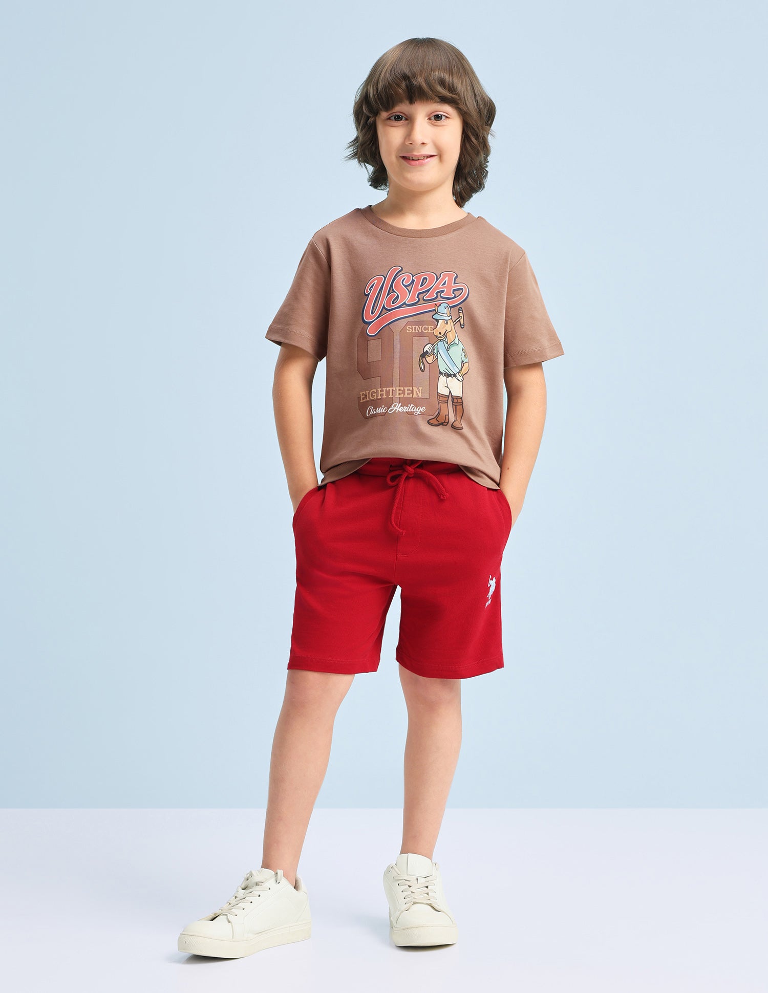 Graphic Brand Printed Regular Fit T-Shirt Light Brown - U.S. Polo Assn. India | Large
