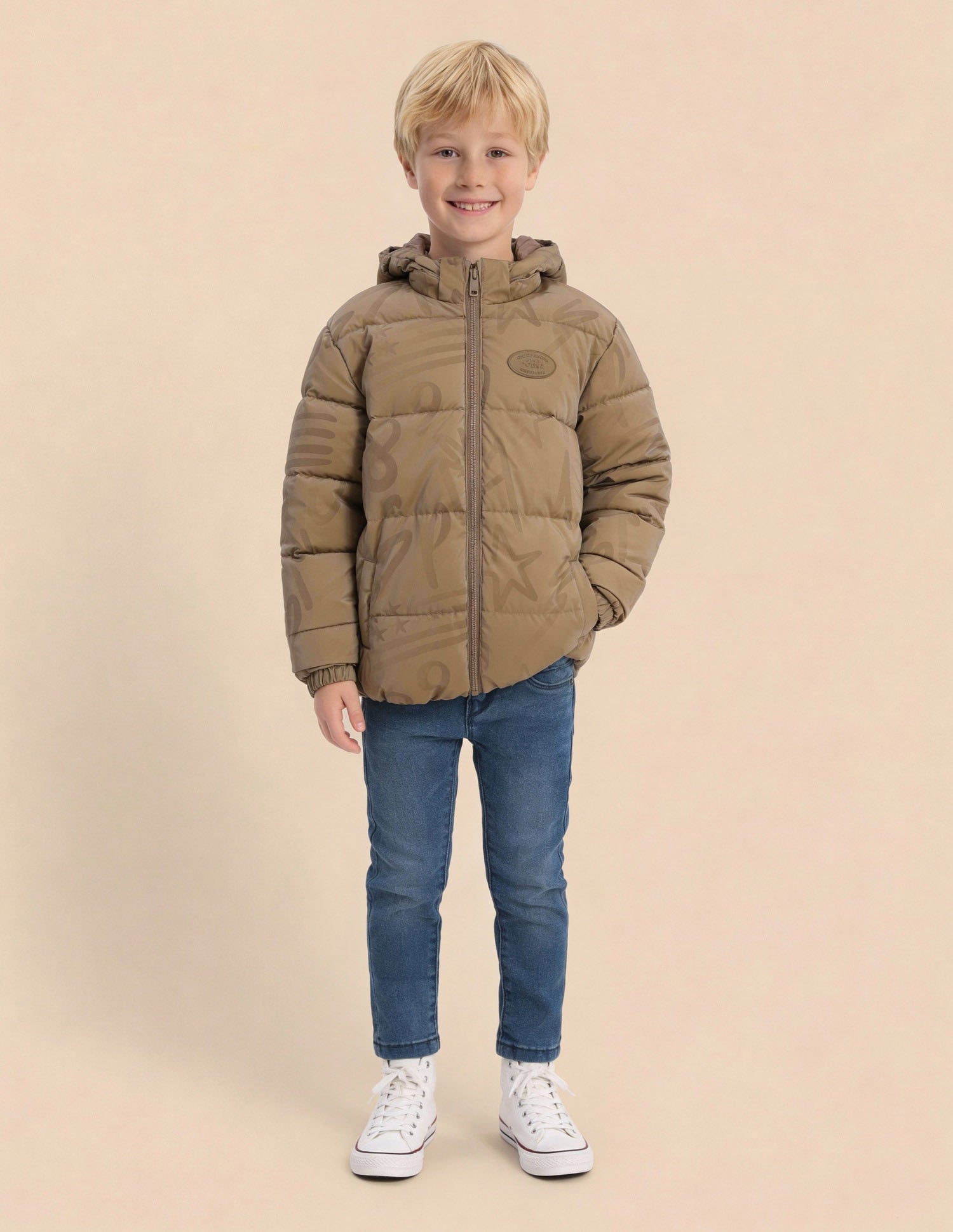 Boys Solid Regular Fit Puffer Jacket Camel - U.S. Polo Assn. India | Large