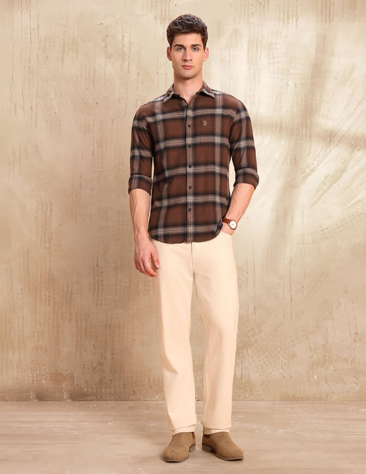 Tartan Checked Legend Of Horseshoe Shirt Rust - U.S. POLO ASSN. | Large