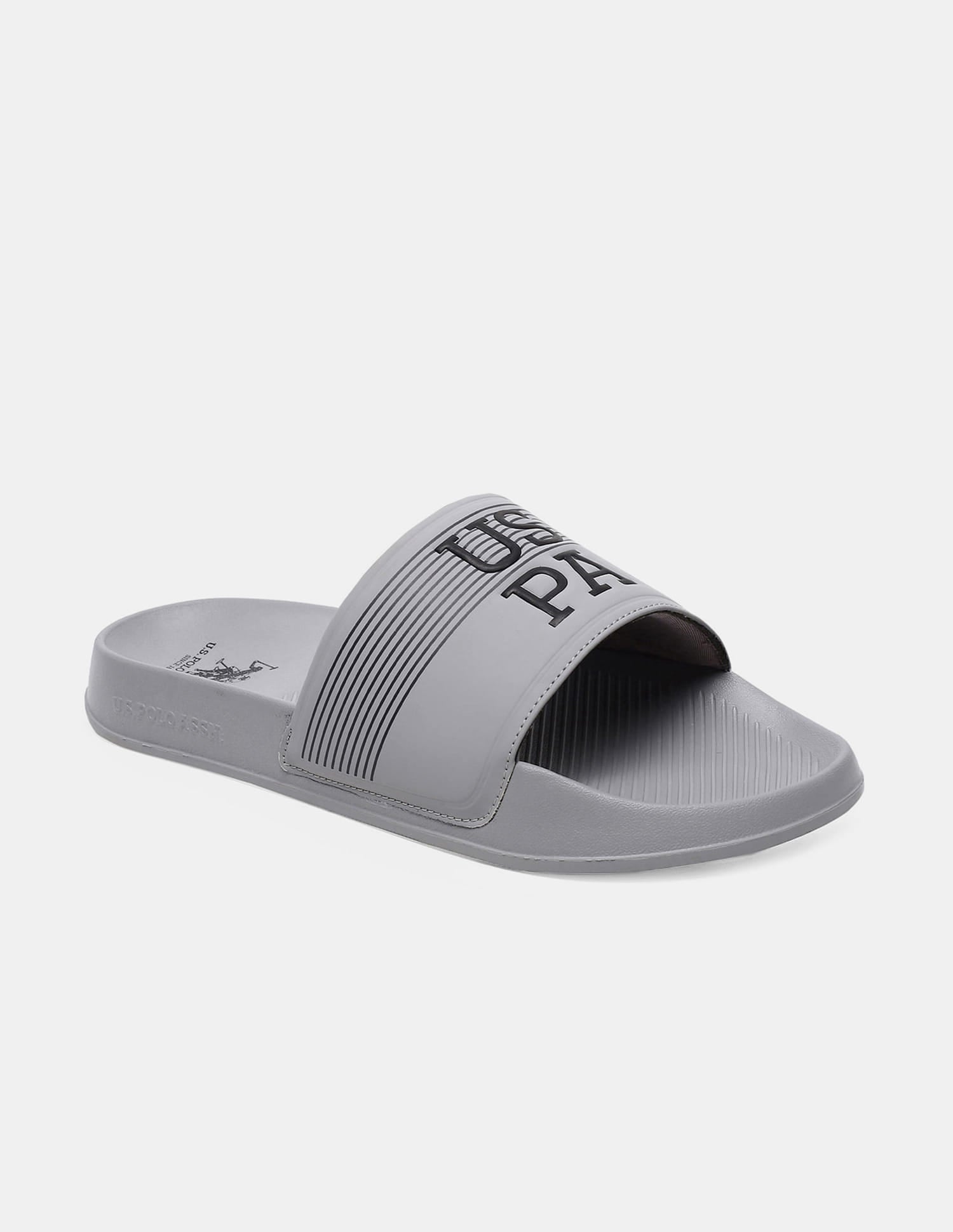 Men Striped Artax Sliders Grey - U.S. Polo Assn. India | Large
