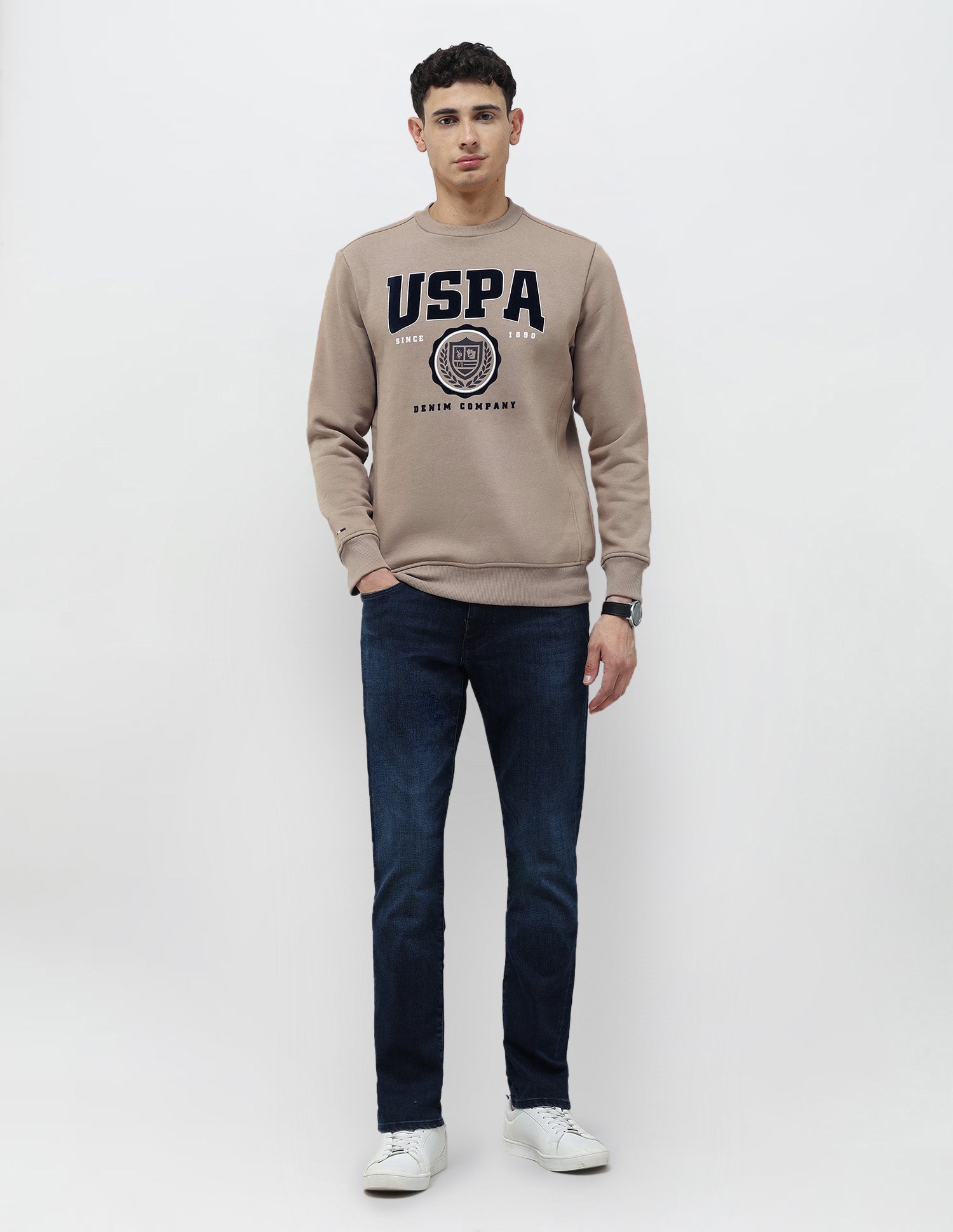 Brand Printed Regular Fit Sweatshirt Light Brown - U.S. POLO ASSN. | Large