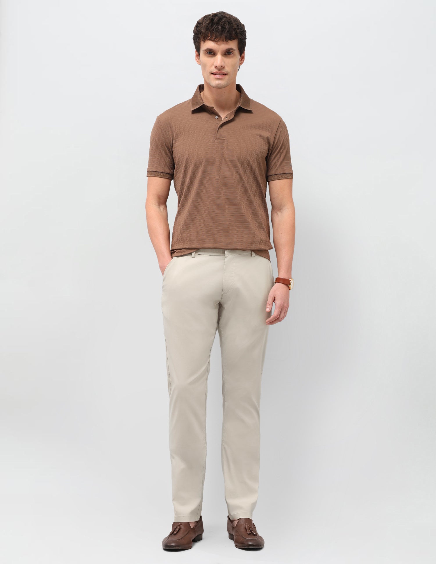 Satin Austin Slim Fit Trousers Beige - U.S. Polo Assn. India | Large