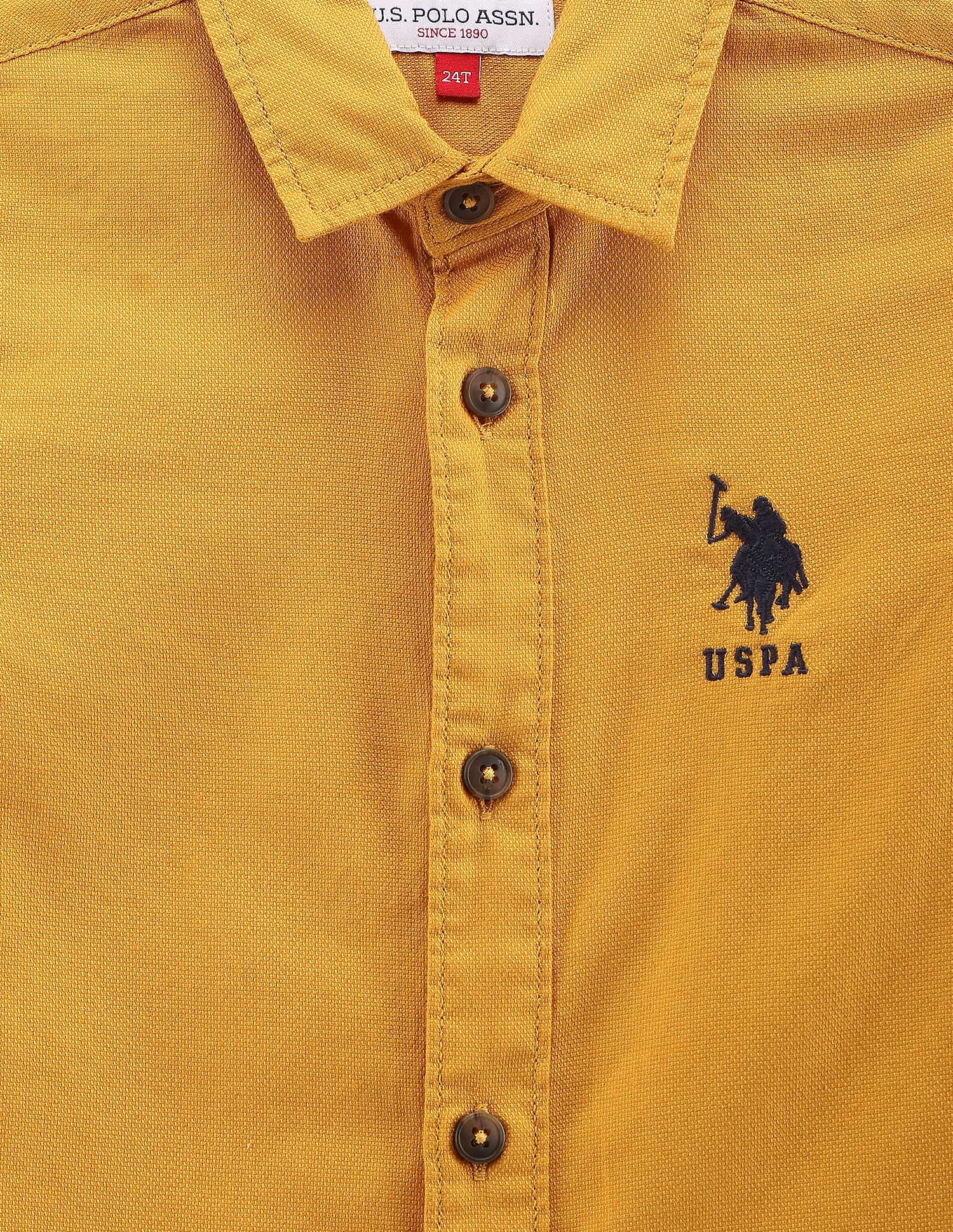 Solid Dobby Shirt Mustard - U.S. POLO ASSN. | Large
