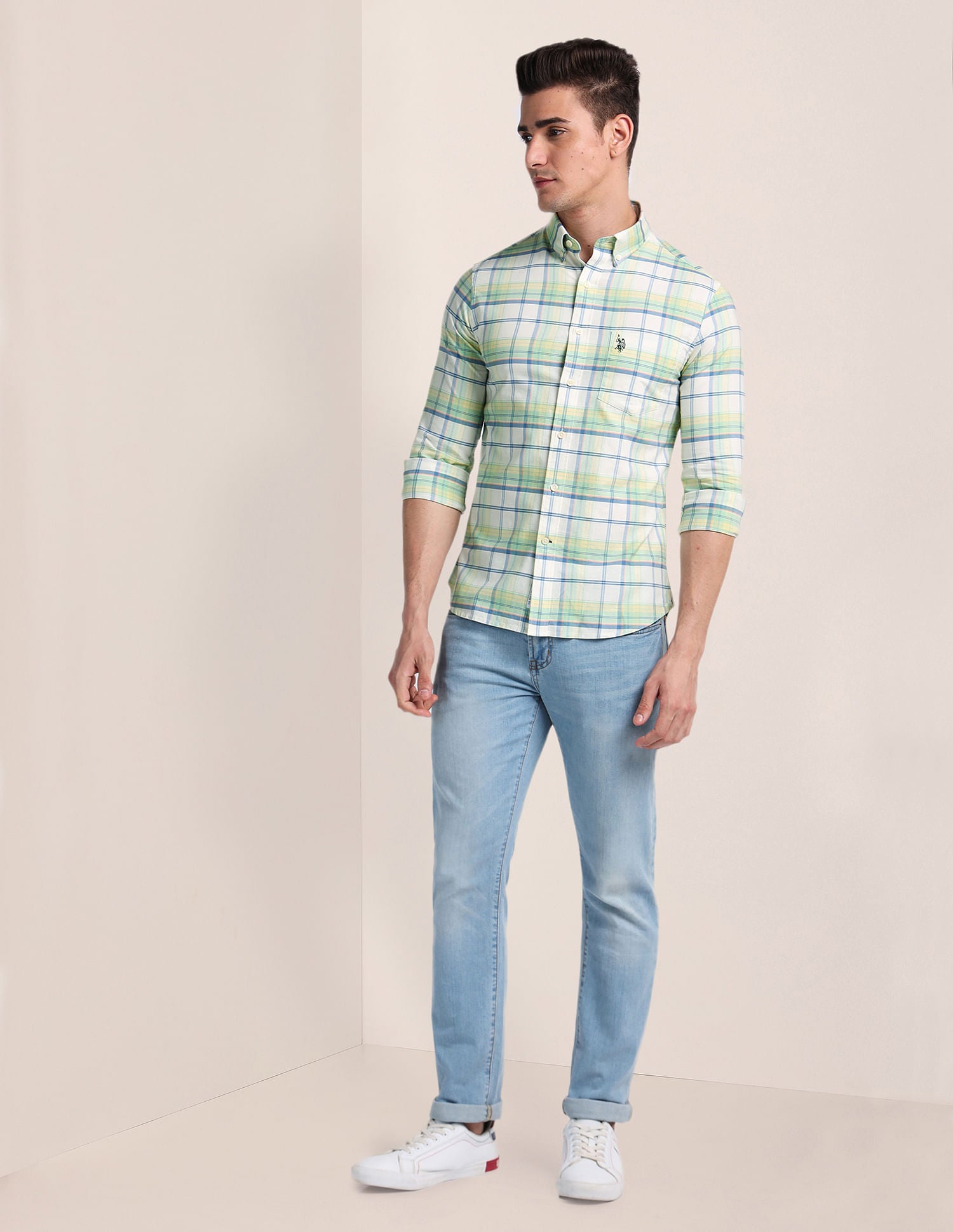 Tartan Check Oxford Shirt Green - U.S. POLO ASSN. | Large