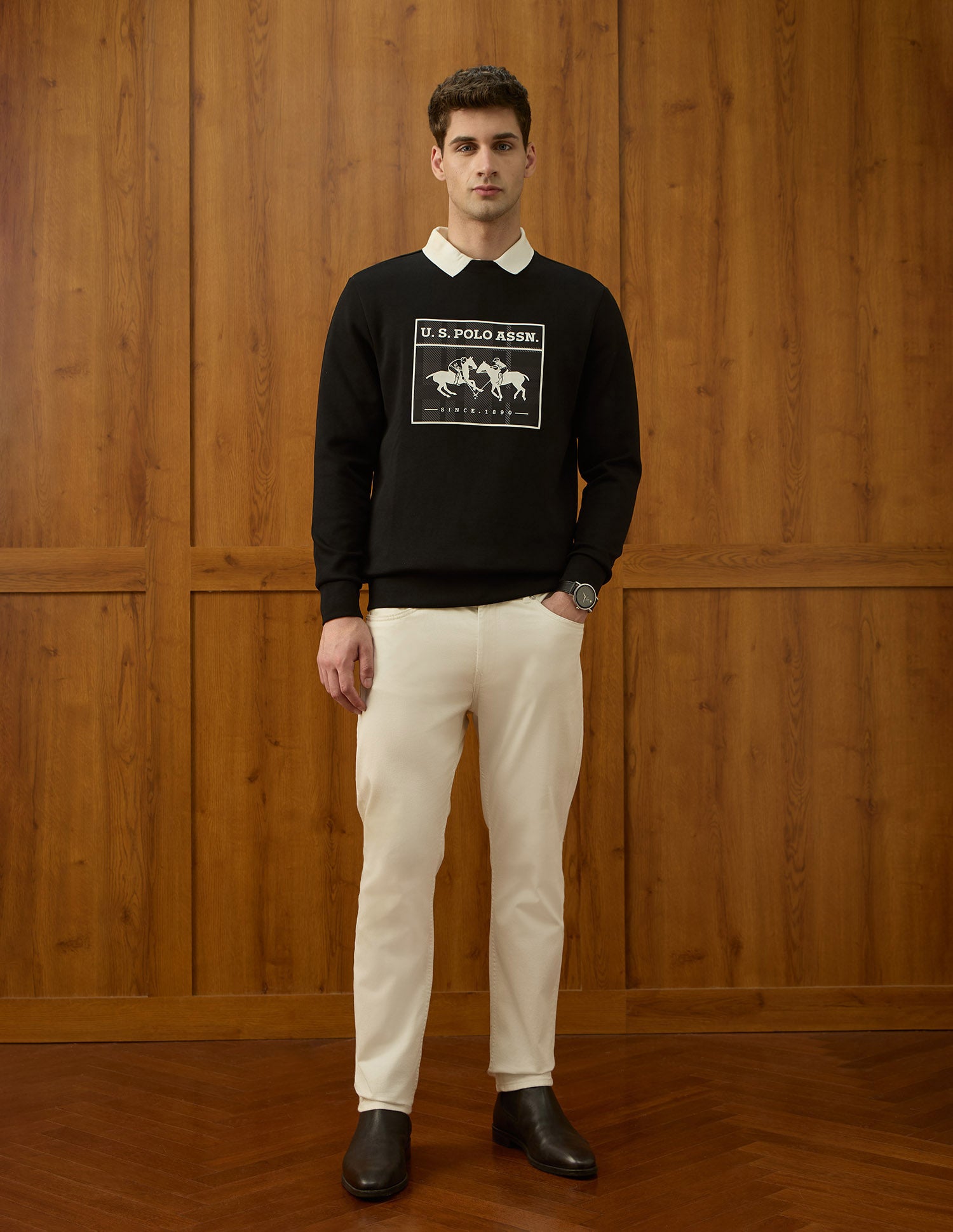 Graphic Brand Printed Equestrian Aisle Theater Sweatshirt Black - U.S. POLO ASSN. | Large