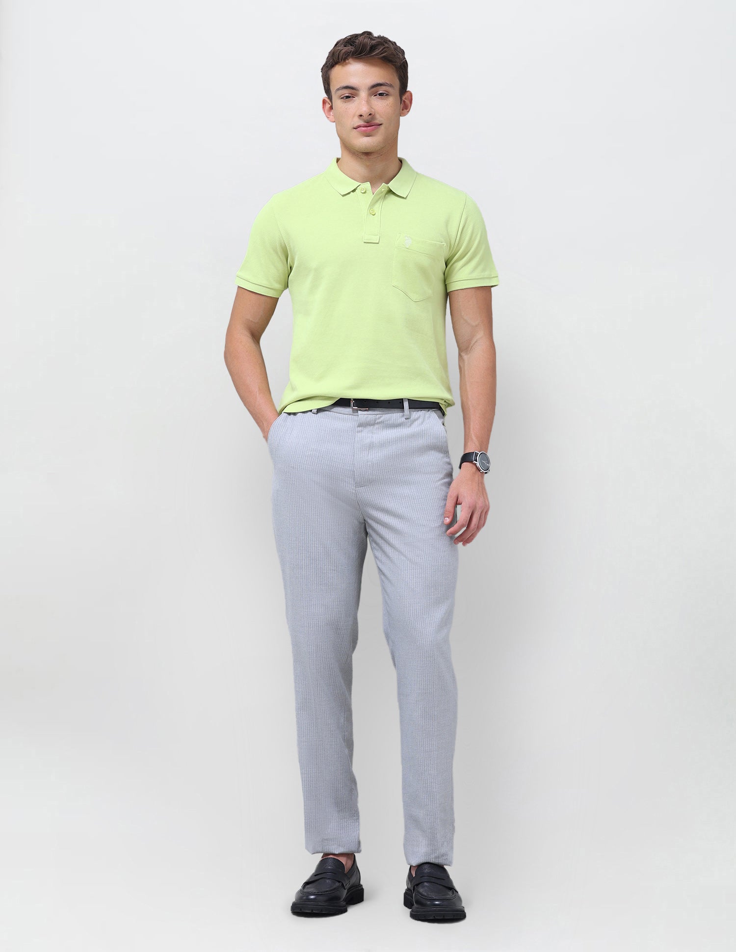 Solid Slim Fit Polo Shirt Green - U.S. Polo Assn. India | Large