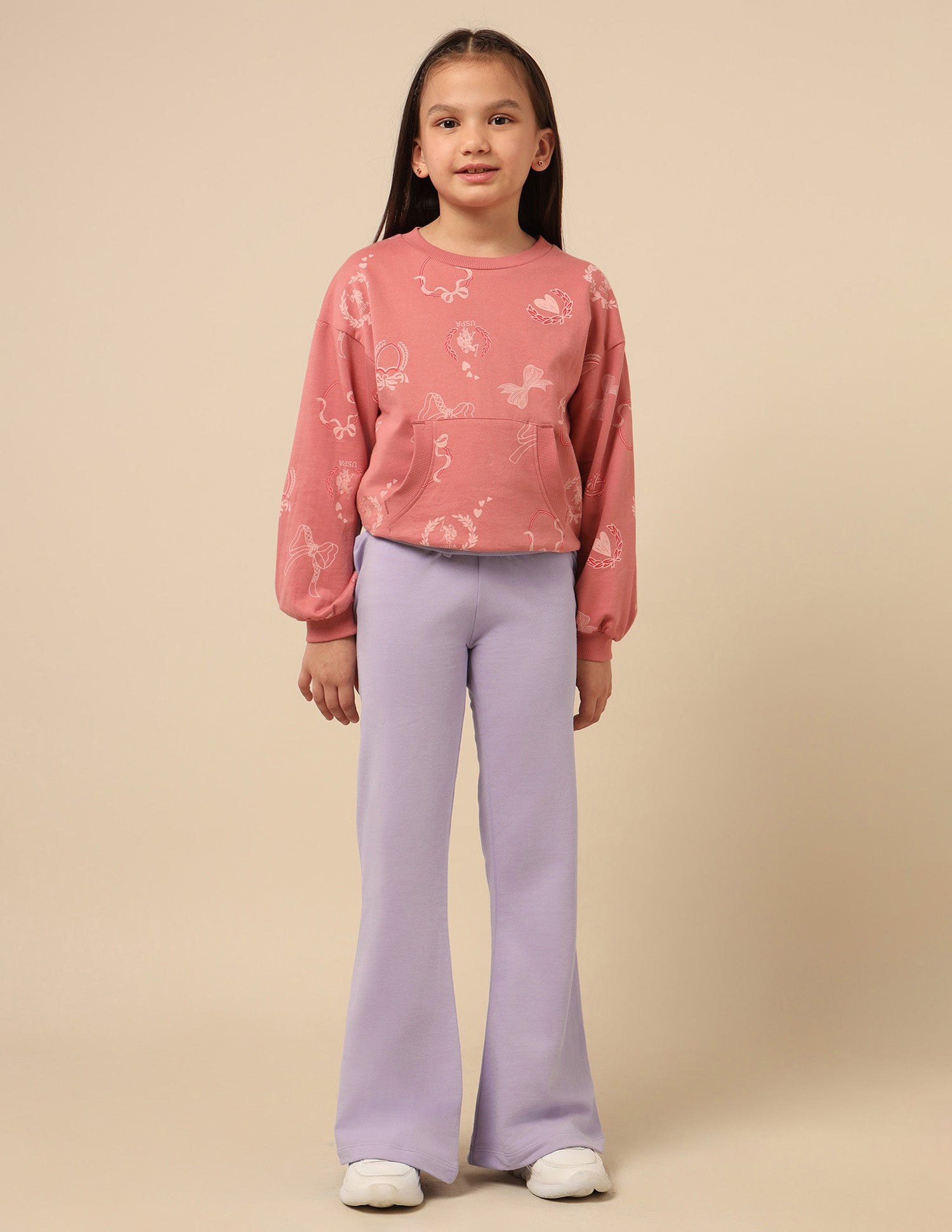 Girls Solid Bootcut Track Pants Lavender - U.S. POLO ASSN. | Large