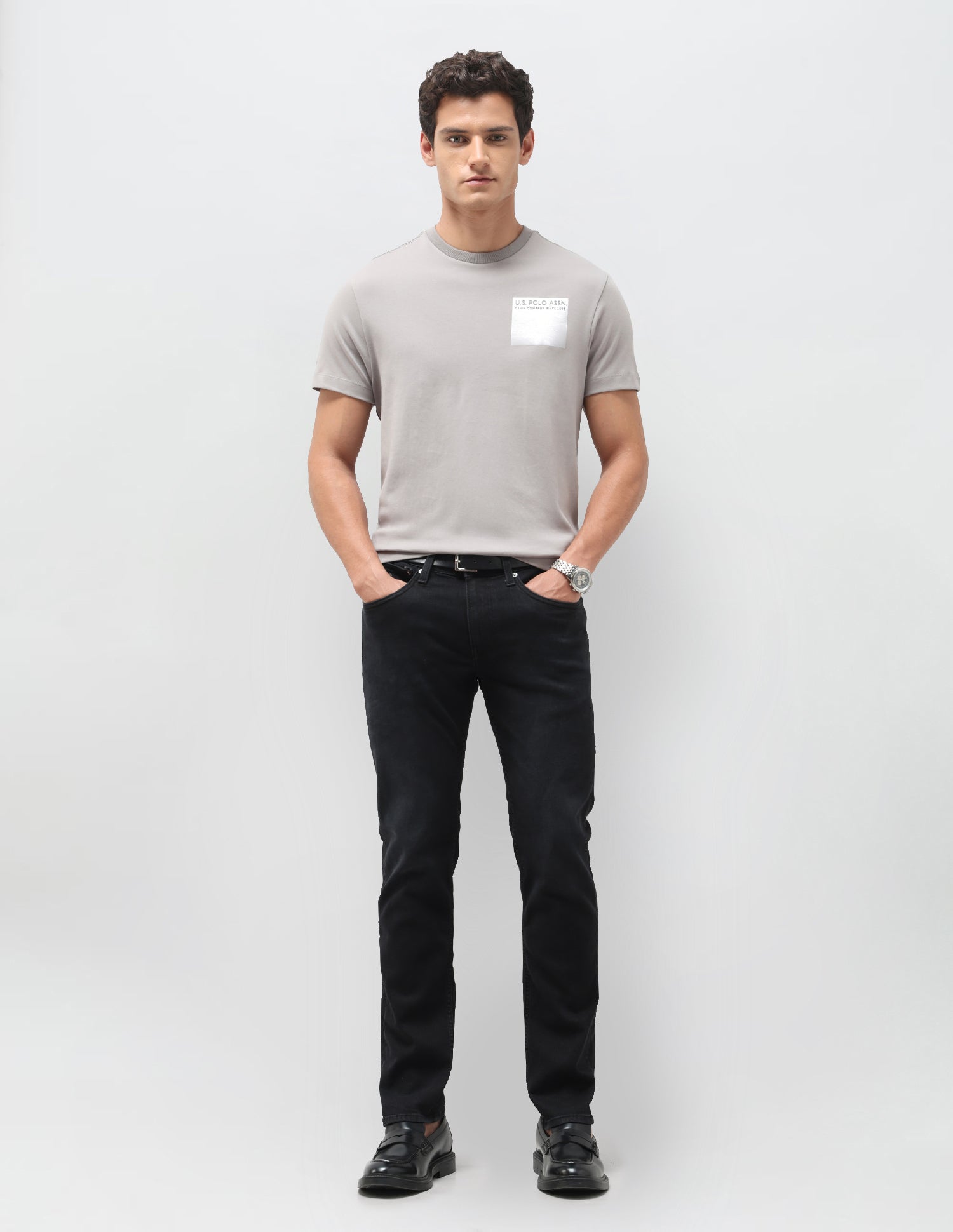 Brandon Slim Tapered Fit Black Jeans Black - U.S. Polo Assn. India | Large