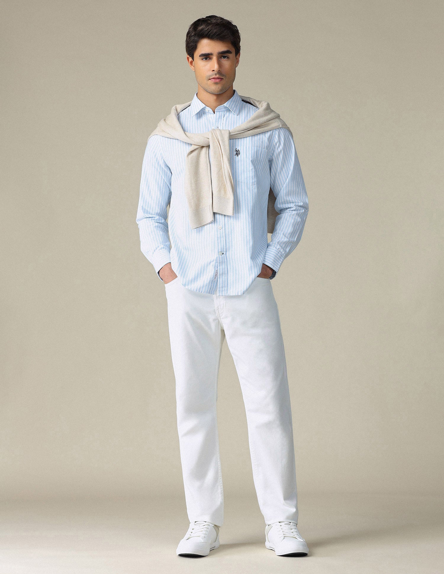 Pure Cotton Vertical Striped Shirt Blue - U.S. POLO ASSN. | Large