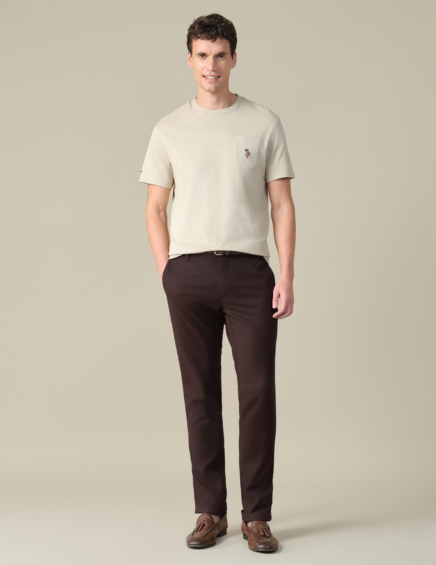 Mid Rise Denver Slim Fit Trousers Dark Brown - U.S. Polo Assn. India | Large