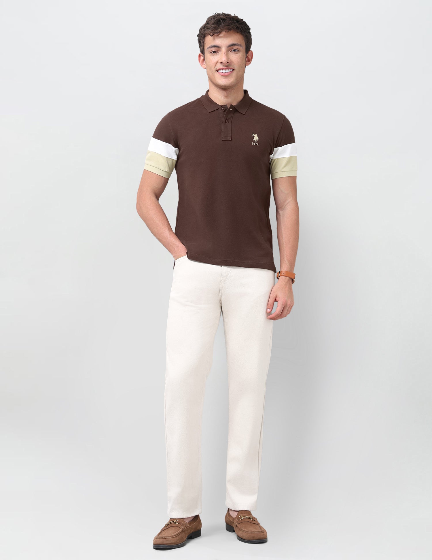 Solid Regular Fit Polo Shirt Dark Brown - U.S. Polo Assn. India | Large