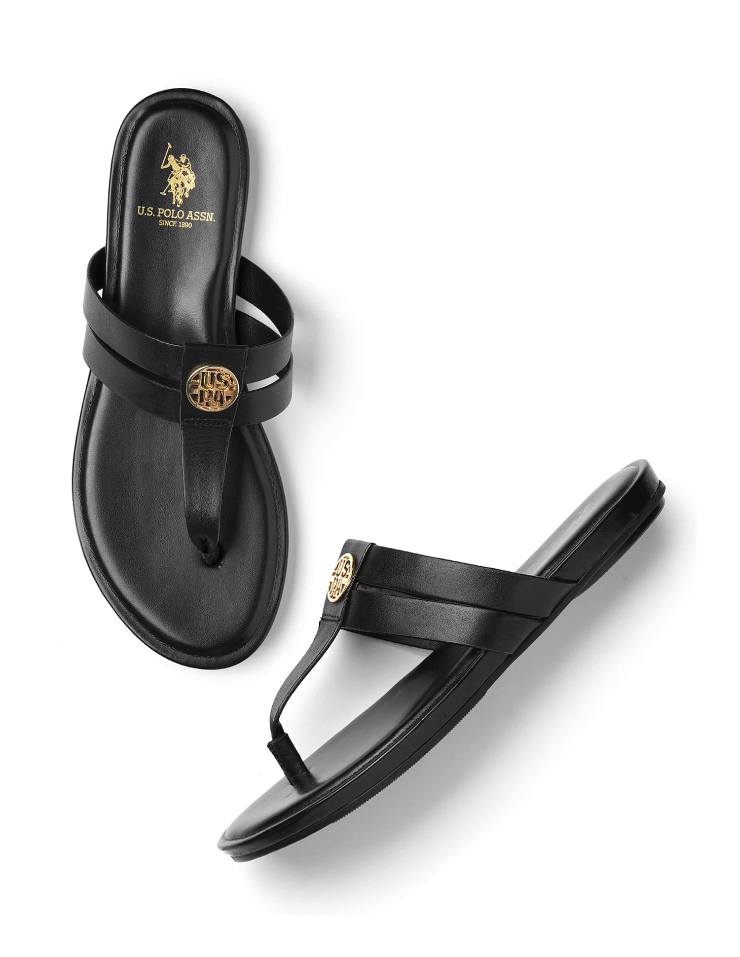 Micky Black Lightweight Footbed Flats Black - U.S. Polo Assn. India | Large