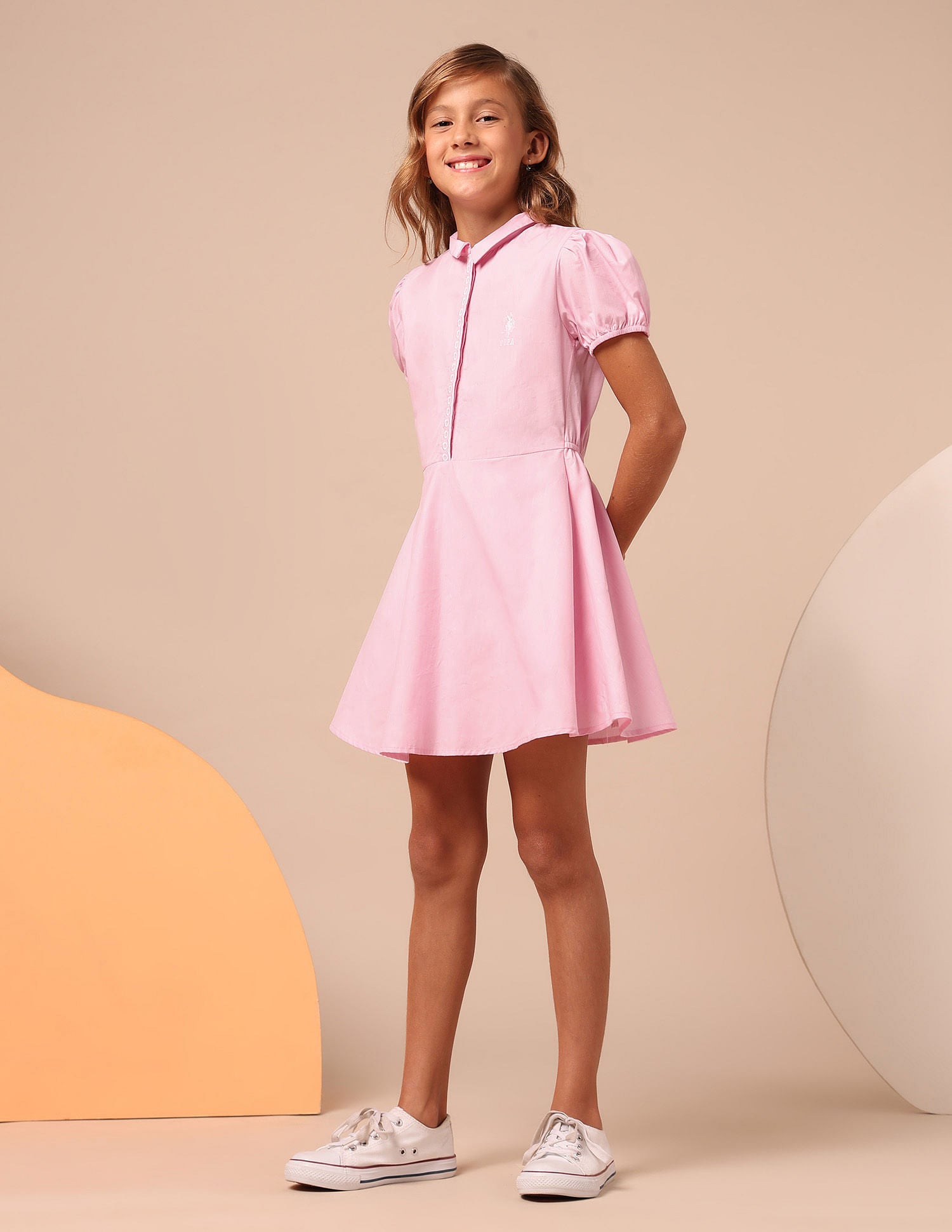 Girls Embroidered Fit & Flare Dress Pink - U.S. POLO ASSN. | Large