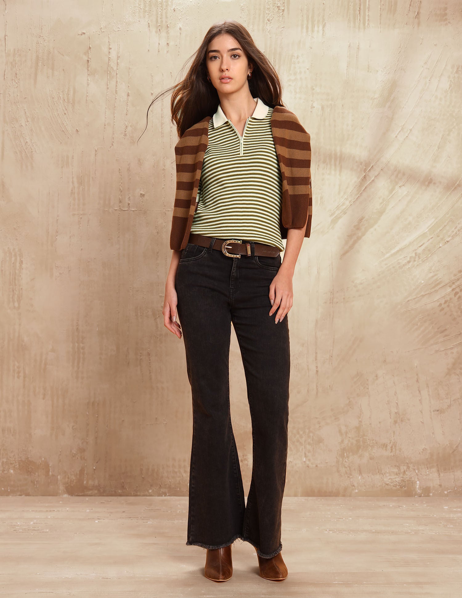 Reglar Fit Horizontal Striped Top Olive - U.S. Polo Assn. India | Large