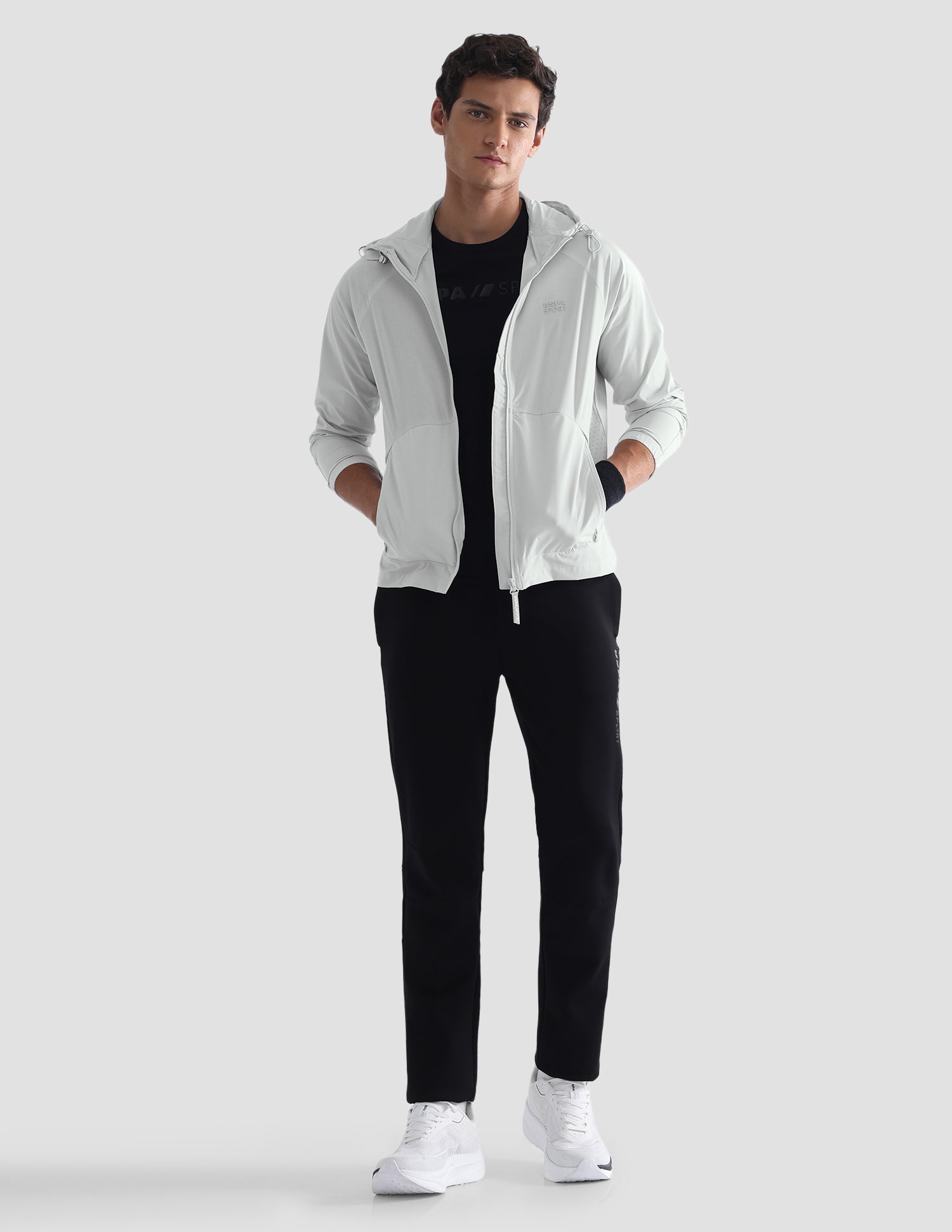 Solid Hooded Active Jacket Grey - U.S. Polo Assn. India | Large