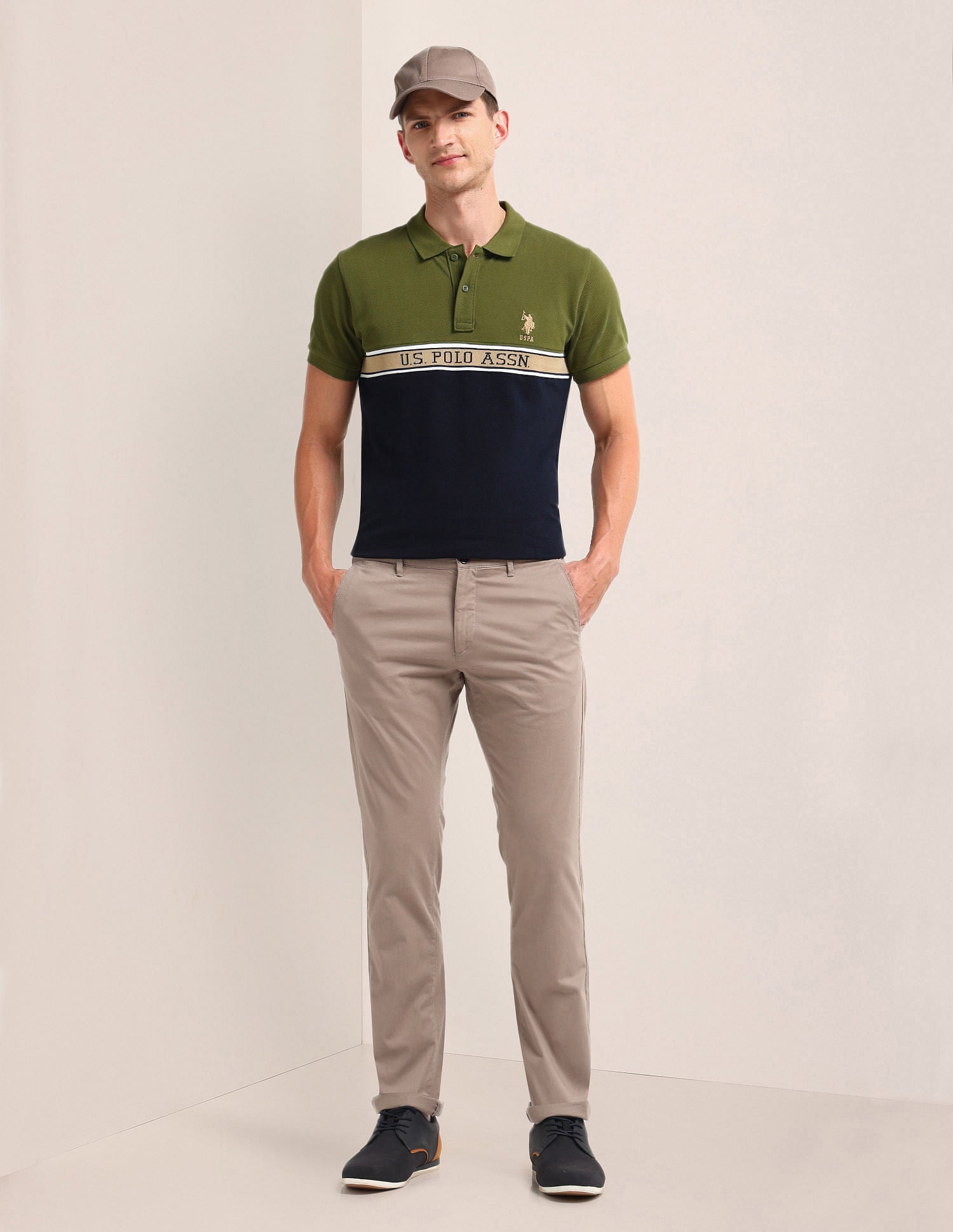 Denver Slim Fit Solid Trousers Grey - U.S. POLO ASSN. | Large