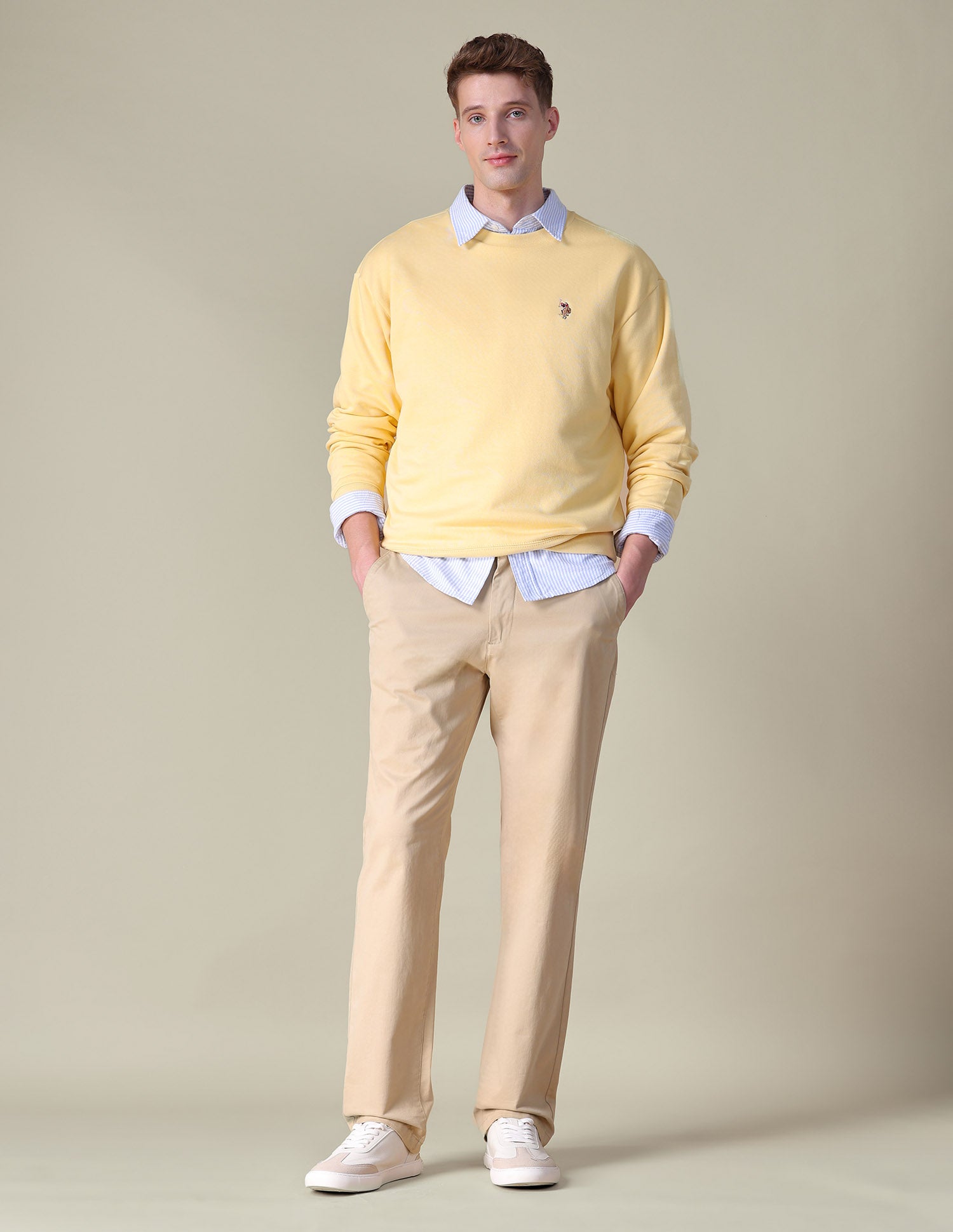 Solid Relaxed Fit Sweatshirt Yellow - U.S. POLO ASSN. | Large