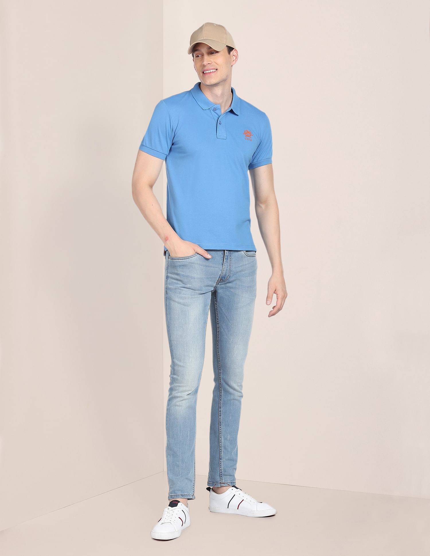 Solid Pique Polo Shirt Light Blue - U.S. Polo Assn. India | Large