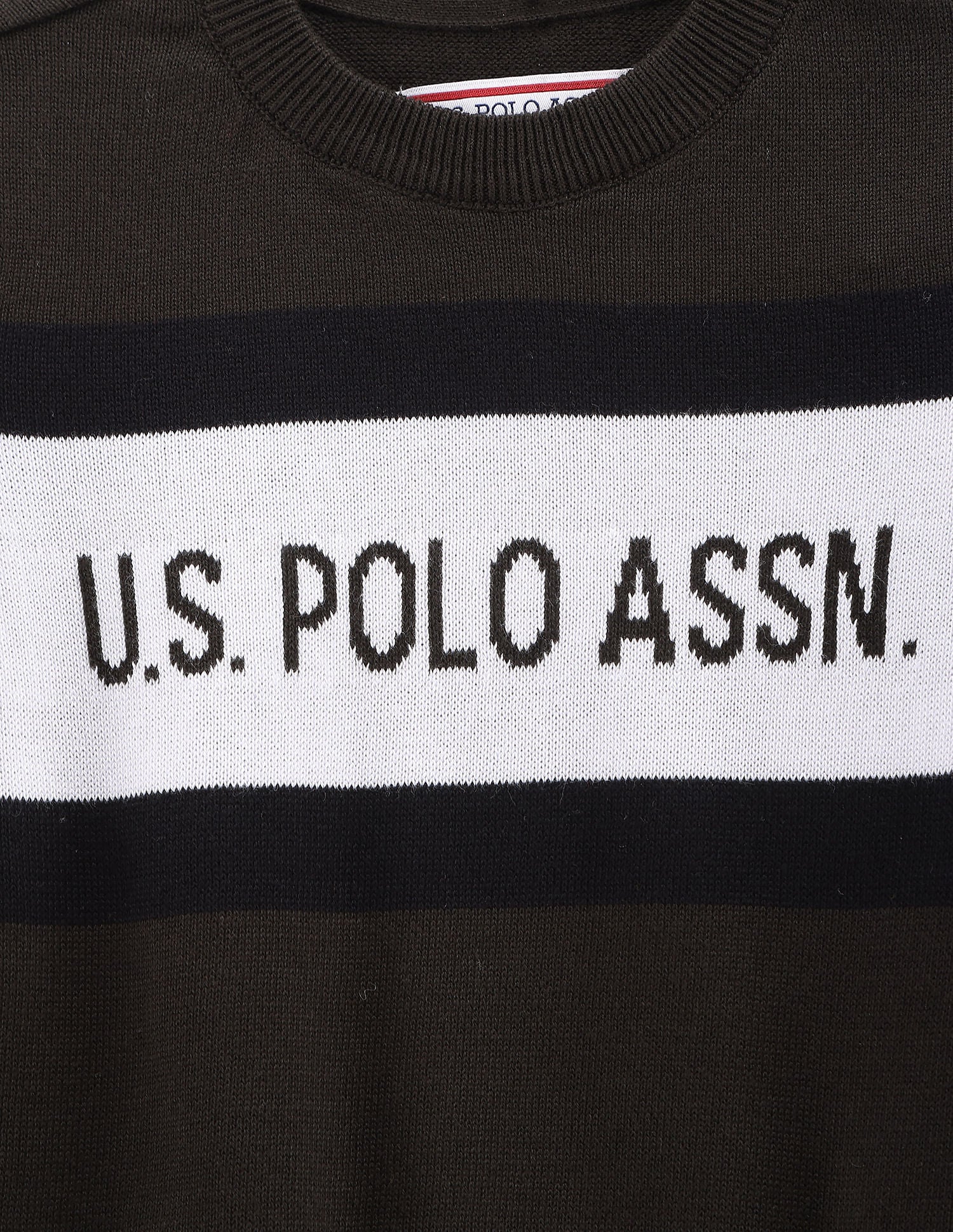 Boys Patterned Knit Sweater Dark Olive - U.S. POLO ASSN. | Large