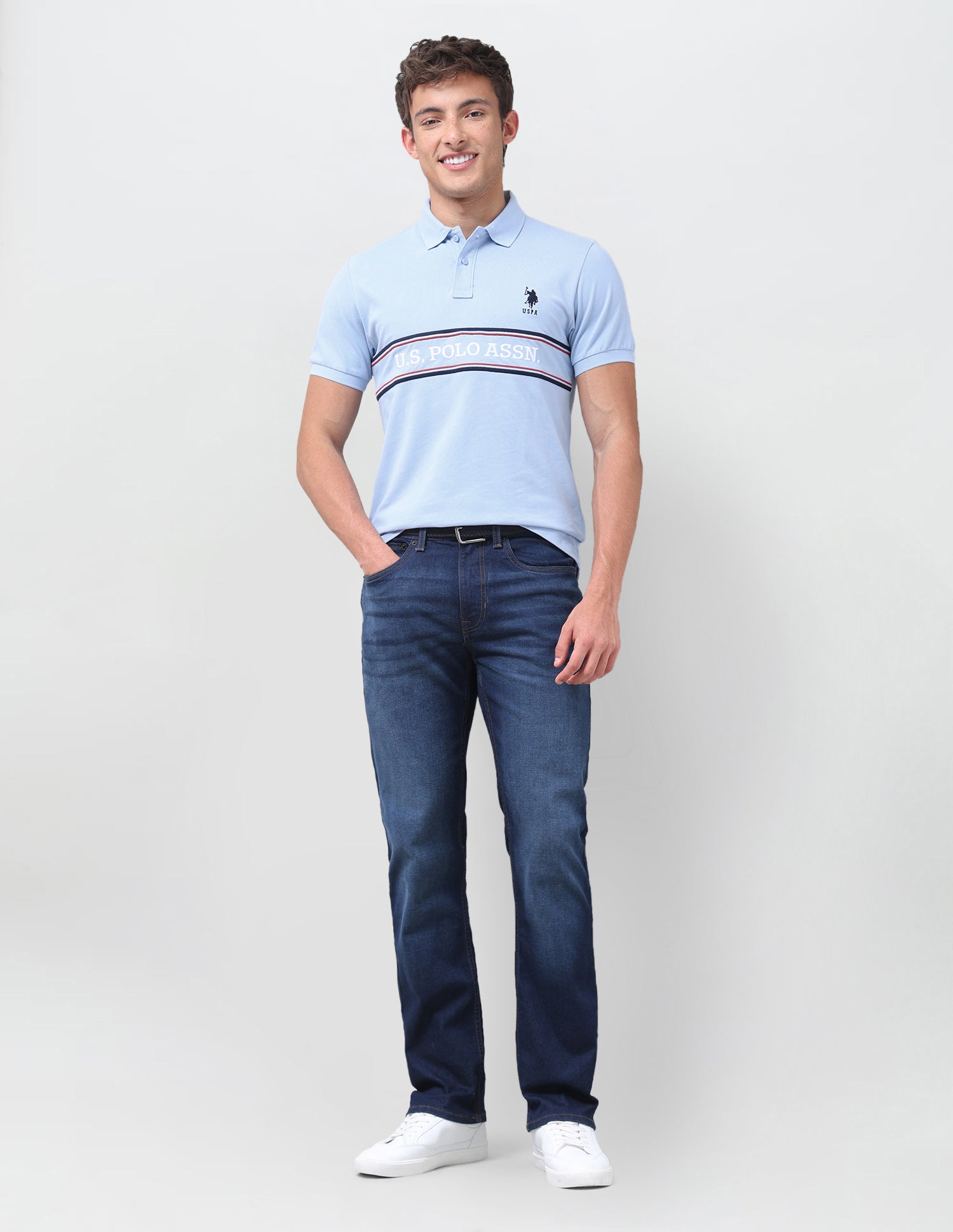 Brand Embroidered Regular Fit Polo Shirt Light Blue - U.S. Polo Assn. India | Large