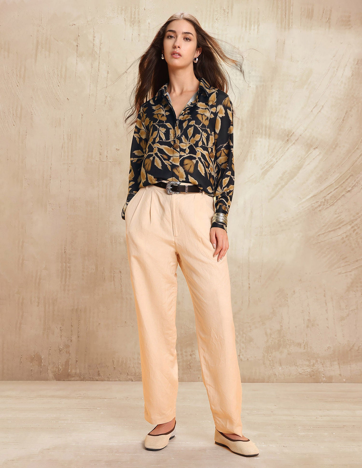 Satin Floral Printed Shirt Black - U.S. POLO ASSN. | Large