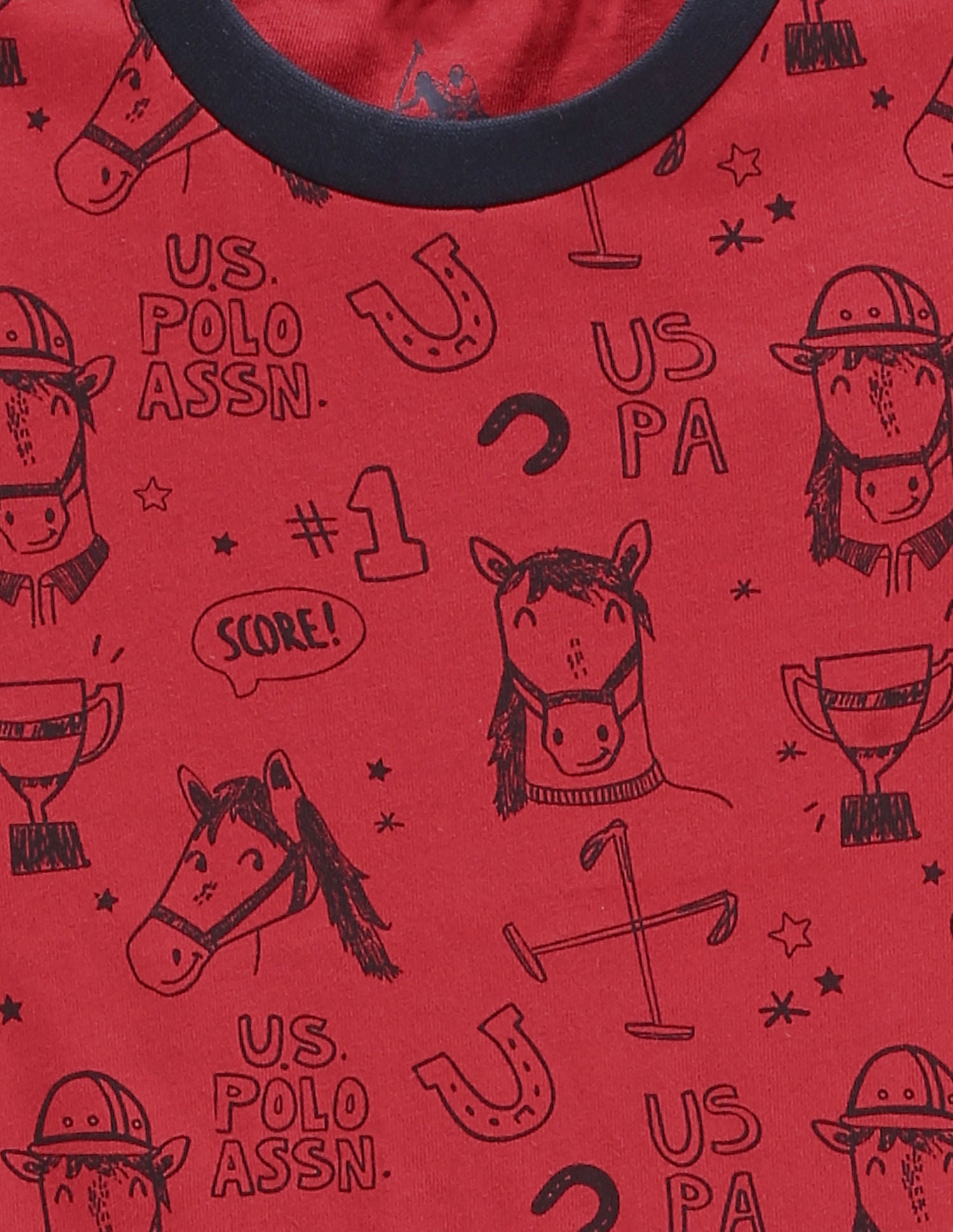 Boys Graphic Print Cotton T-Shirt Red - U.S. Polo Assn. India | Large