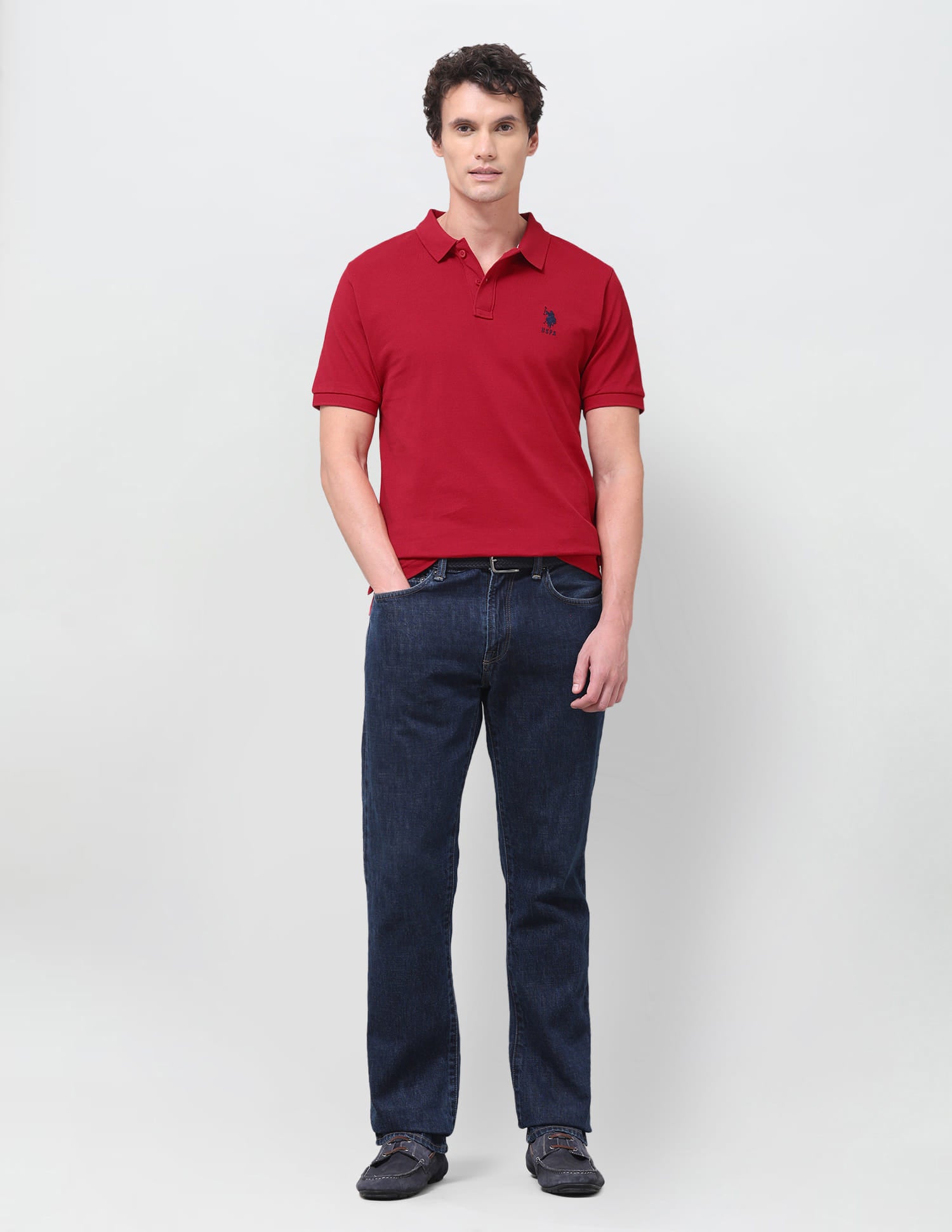 Solid Slim Fit Polo Shirt Red - U.S. Polo Assn. India | Large