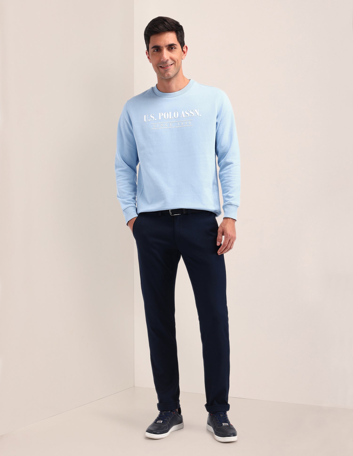 Brand Printed Regular Fit Sweatshirt Blue - U.S. Polo Assn. India | Large