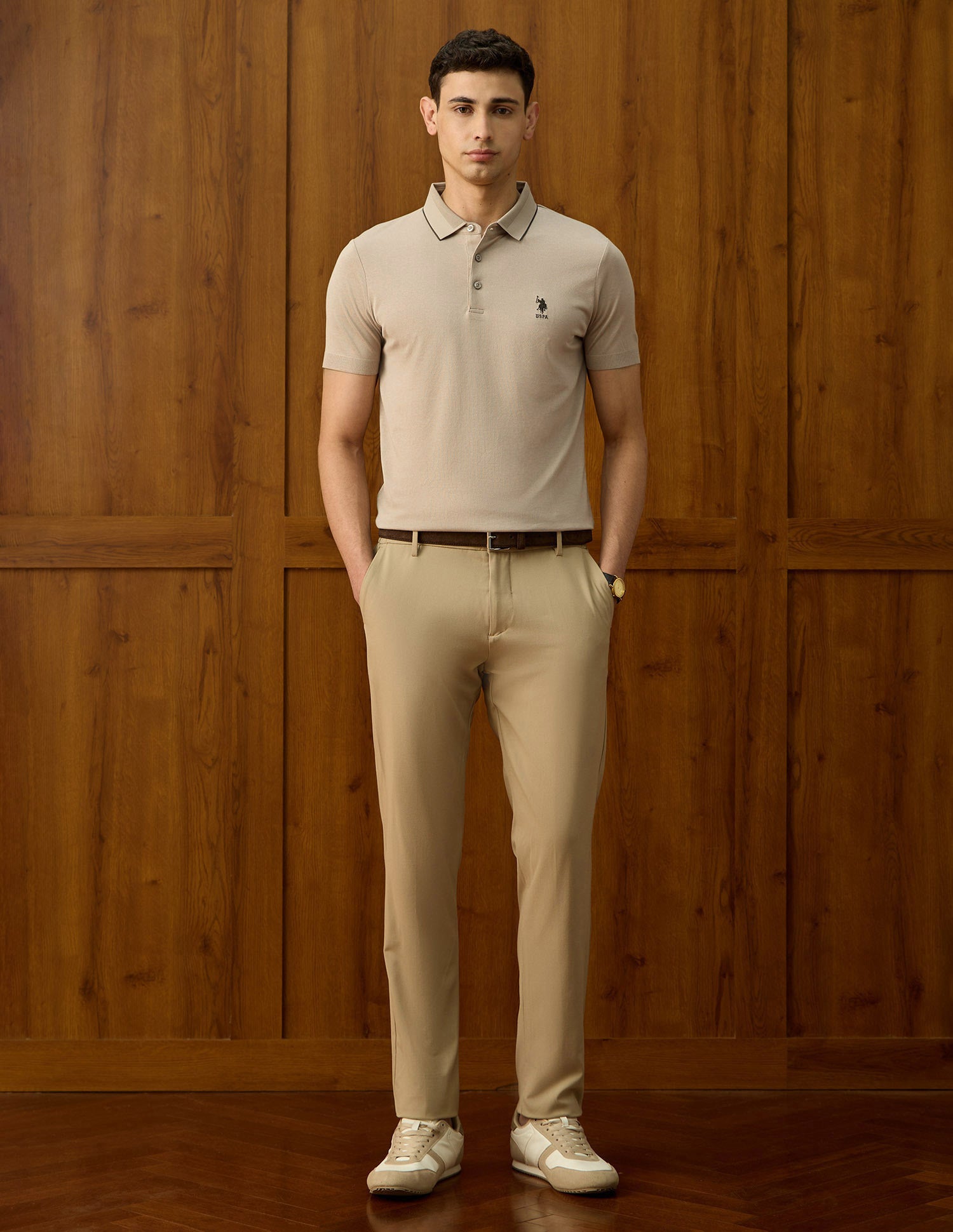 Regular Fit Equestrian Aisle Theater Polo Shirt Khaki - U.S. POLO ASSN. | Large