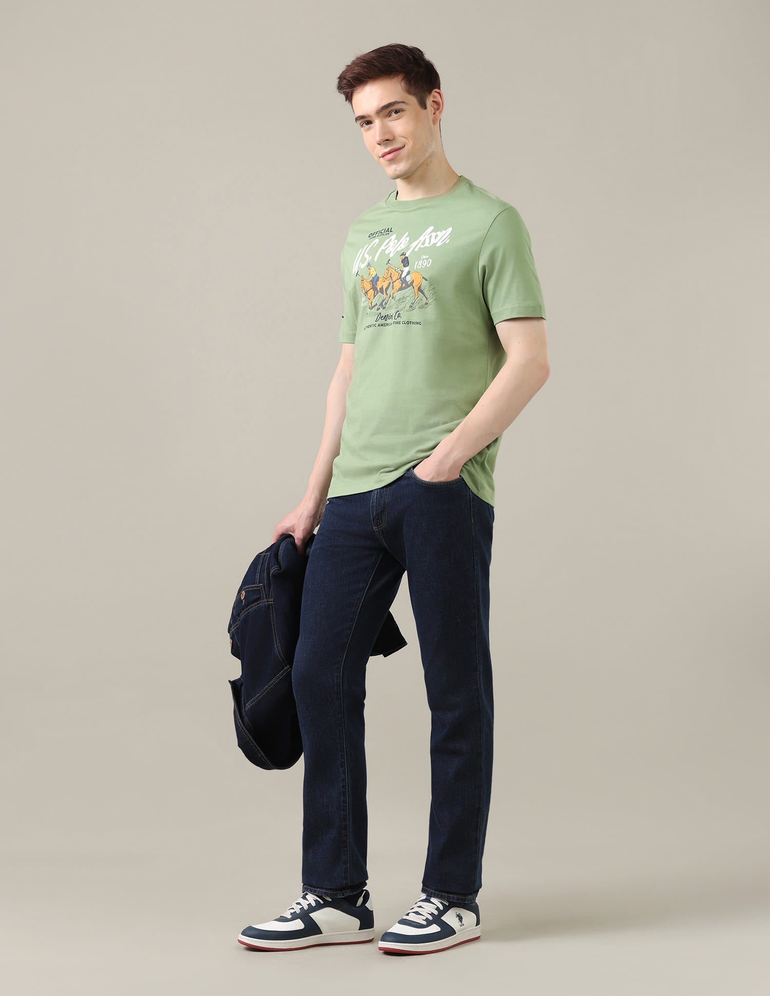 Graphic Brand Printed Slim Fit T-Shirt Green - U.S. Polo Assn. India | Large