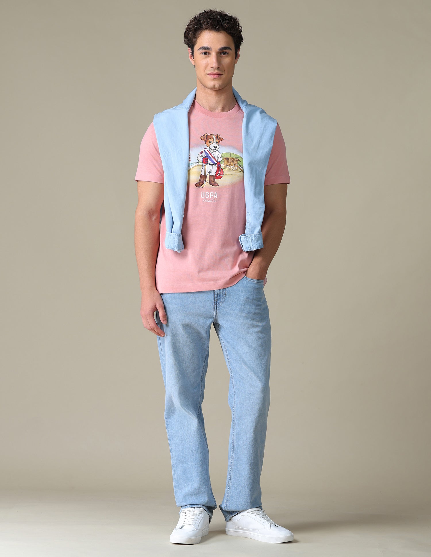 Graphic Brand Printed Slim Fit T-Shirt Light Pink - U.S. Polo Assn. India | Large