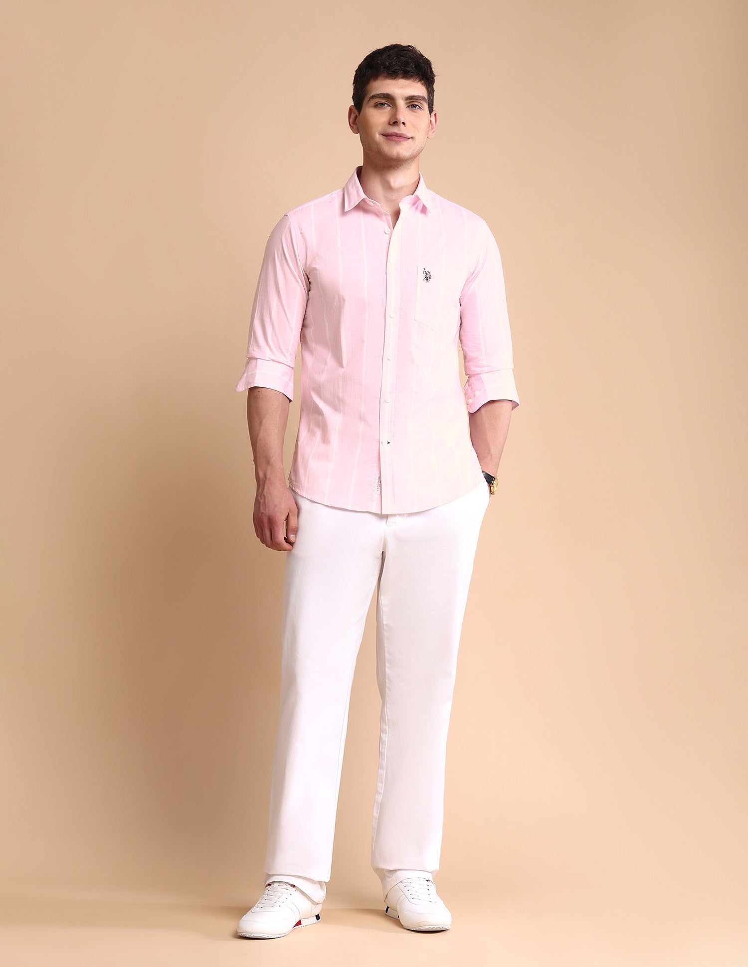 Vertical Striped Tailored Fit Shirt Pink - U.S. POLO ASSN. | Large