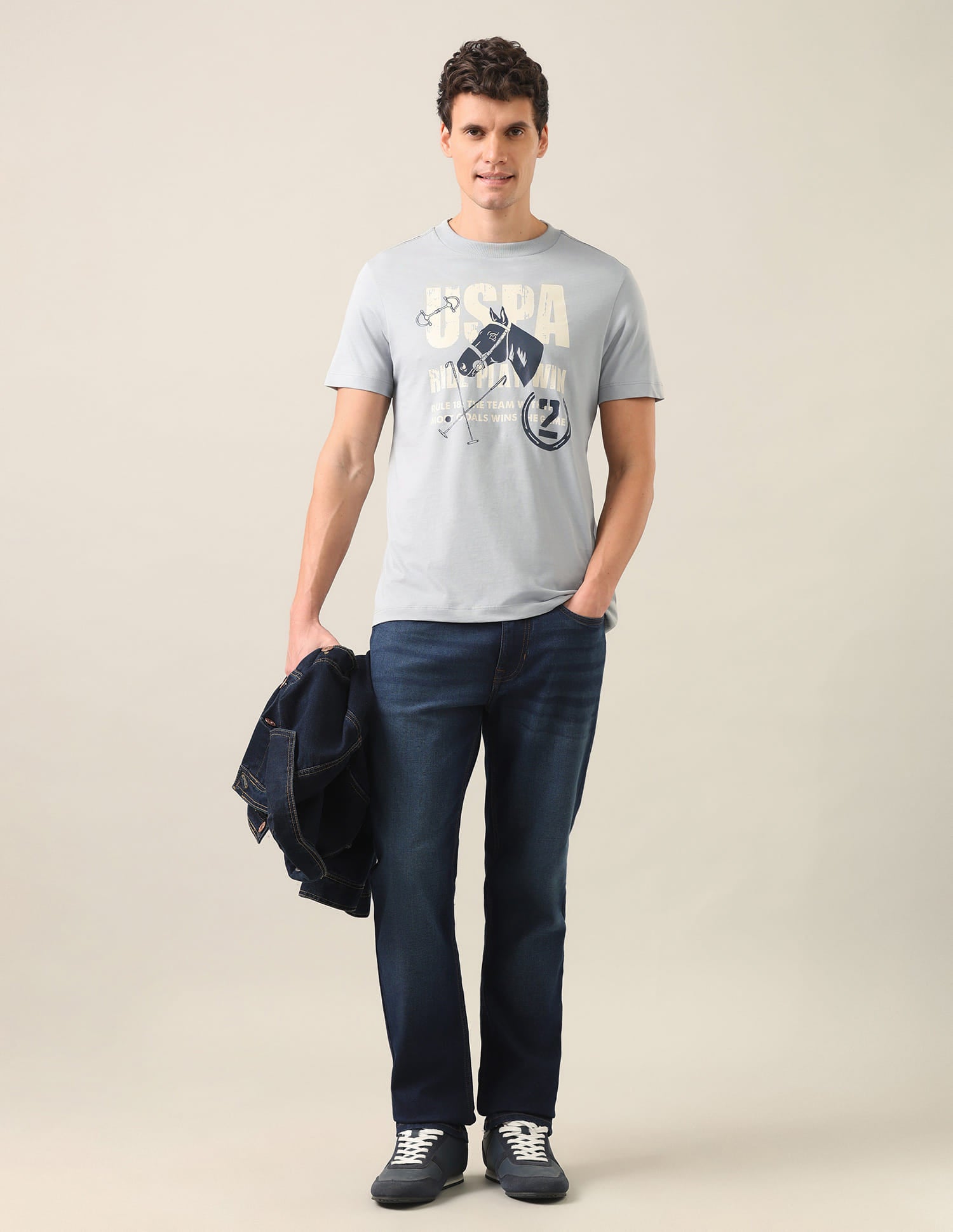 Graphic Printed Regular Fit T-Shirt Grey - U.S. Polo Assn. India | Large