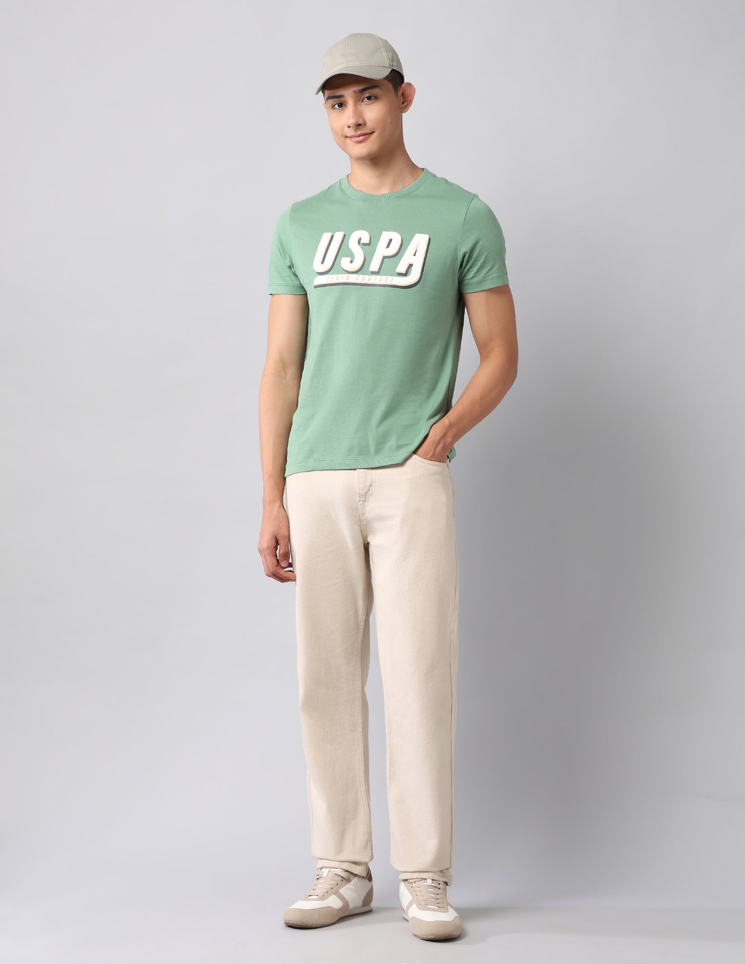 Muscle Fit Brand Printed T-Shirt Light Green - U.S. Polo Assn. India | Large