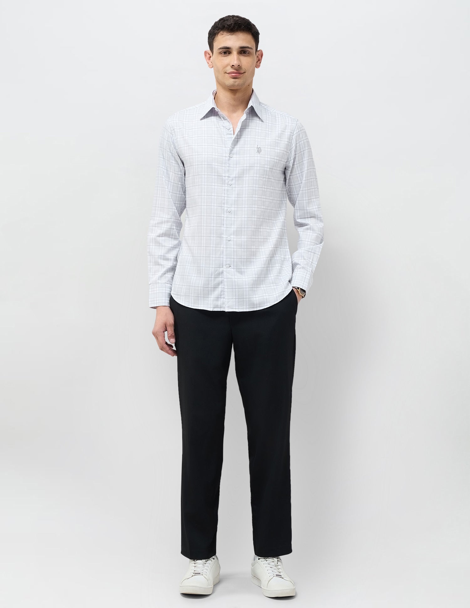 Graph Checked Tailored Fit Shirt Grey - U.S. POLO ASSN. | Large