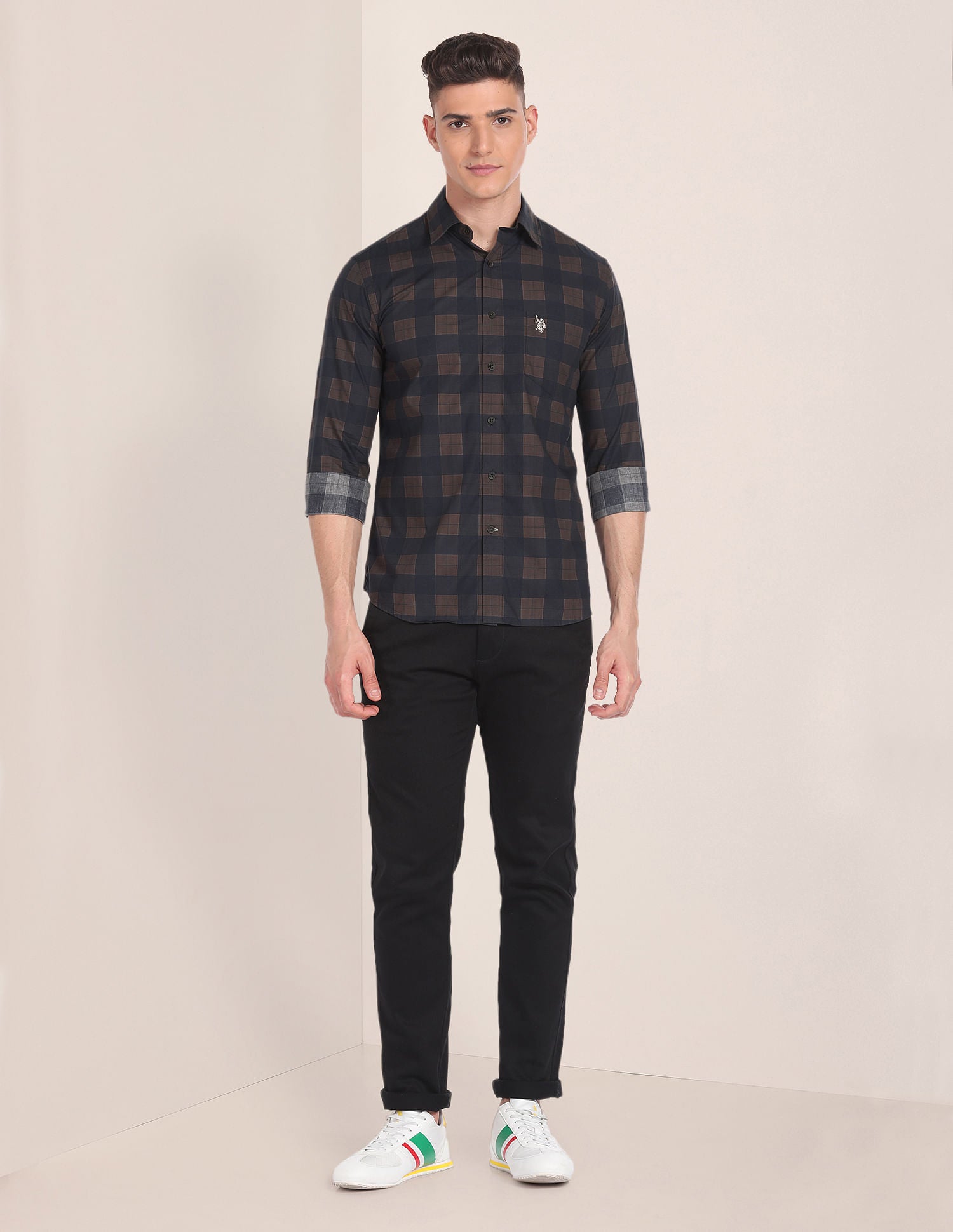 Tartan Check Cotton Shirt Black - U.S. Polo Assn. India | Large