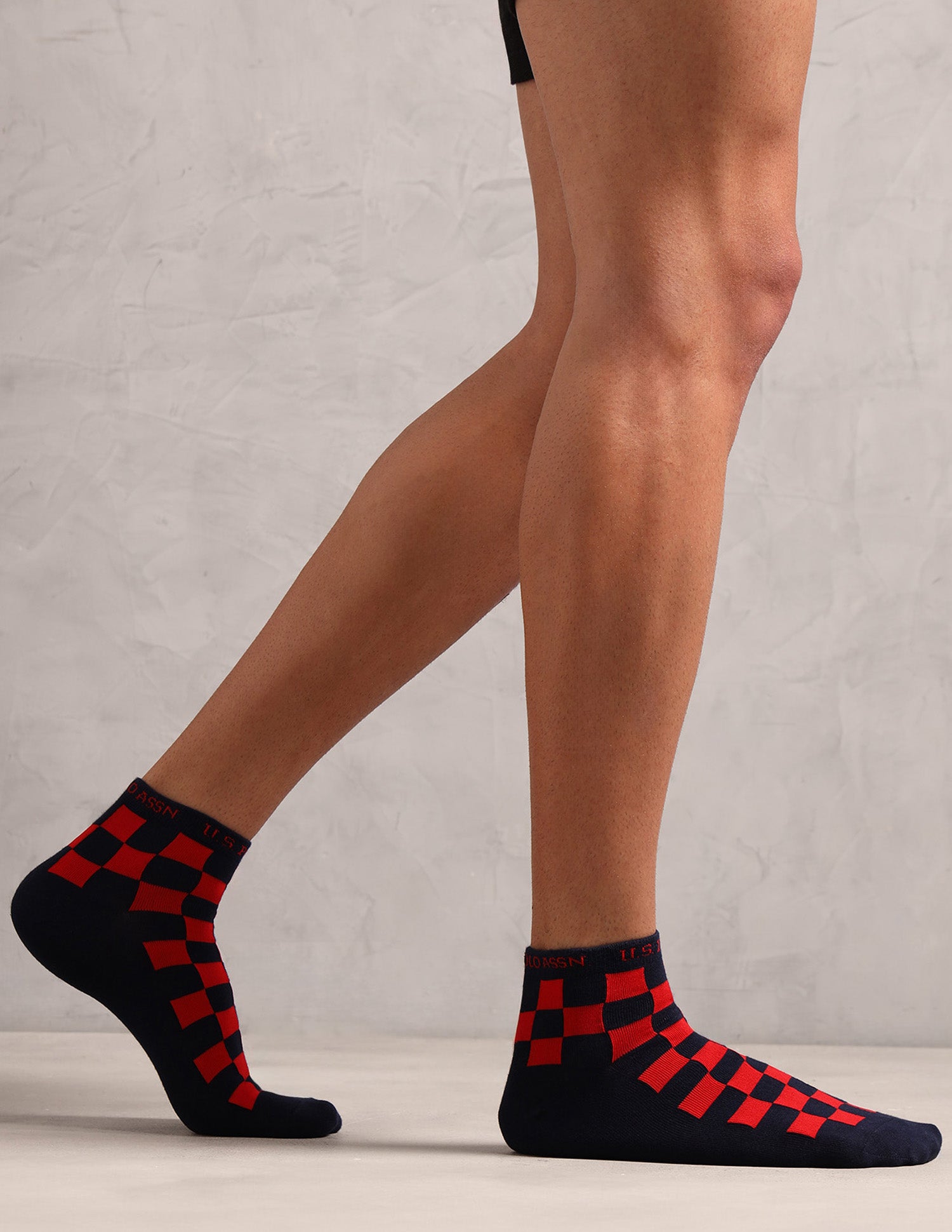 Ankle Length Cotton Stretch ES008 Socks - Pack Of 3 Navy, Navy, Black - U.S. POLO ASSN. | Large